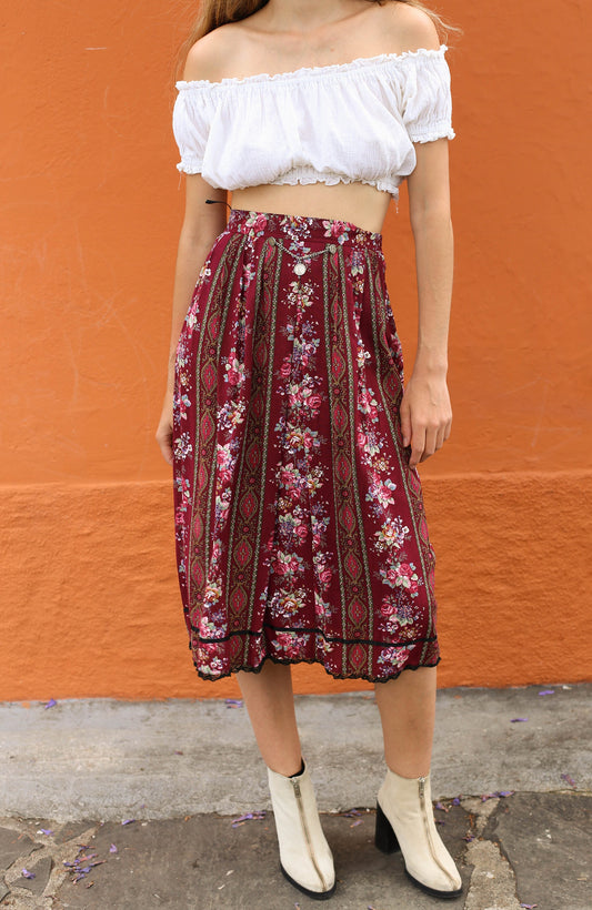 Vintage Dirndl Aesthetic Women's Skirt, Cottagecore Style, Hidden Pocket, Floral Design romantic german folklore skirt