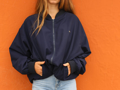 Vintage Reversible Lacoste Windbreaker Jacket — fabric close-up