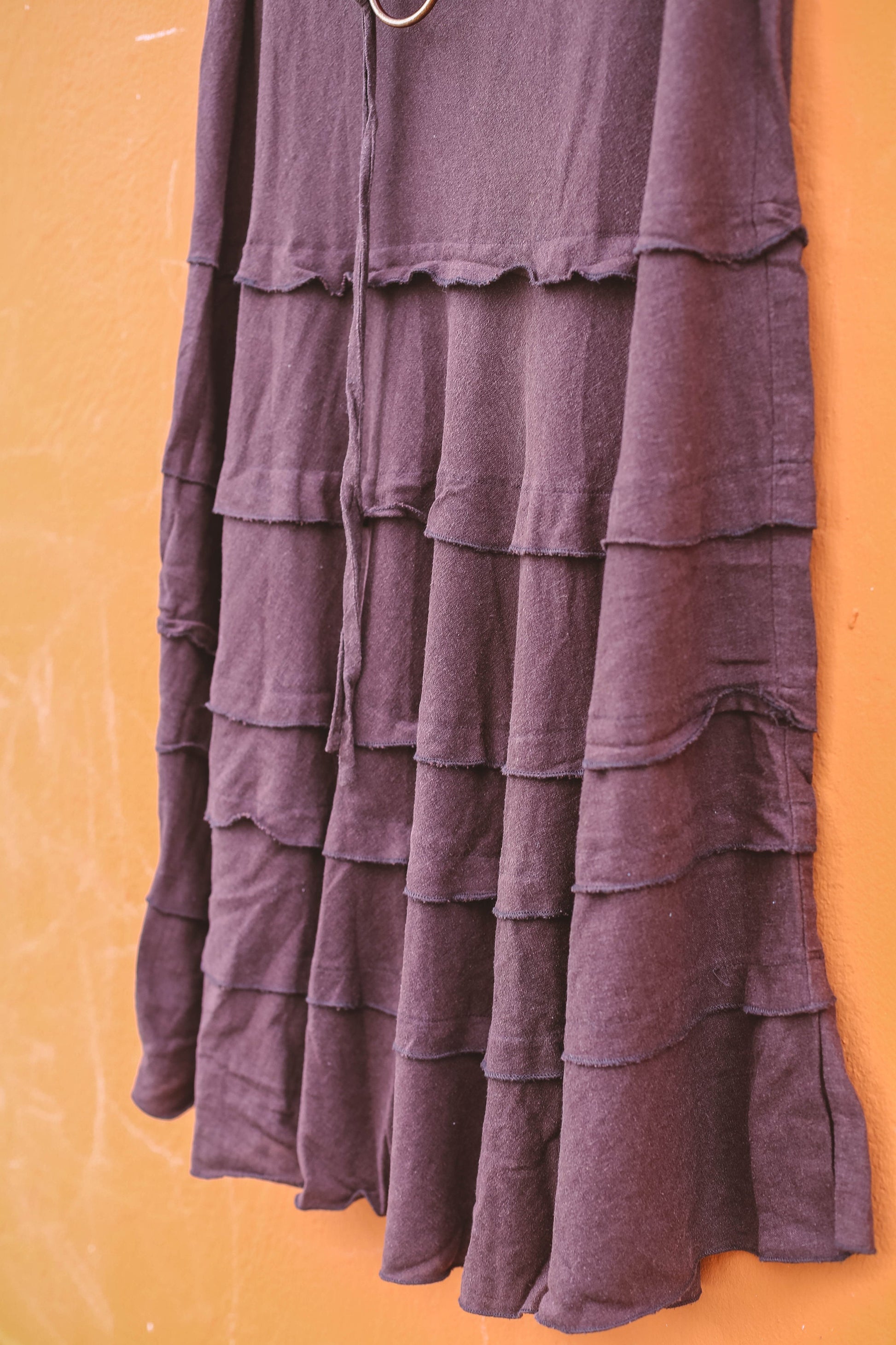 Chic Vintage Brown Boho Linen-Blend Long Skirt – D 48 / UK 22