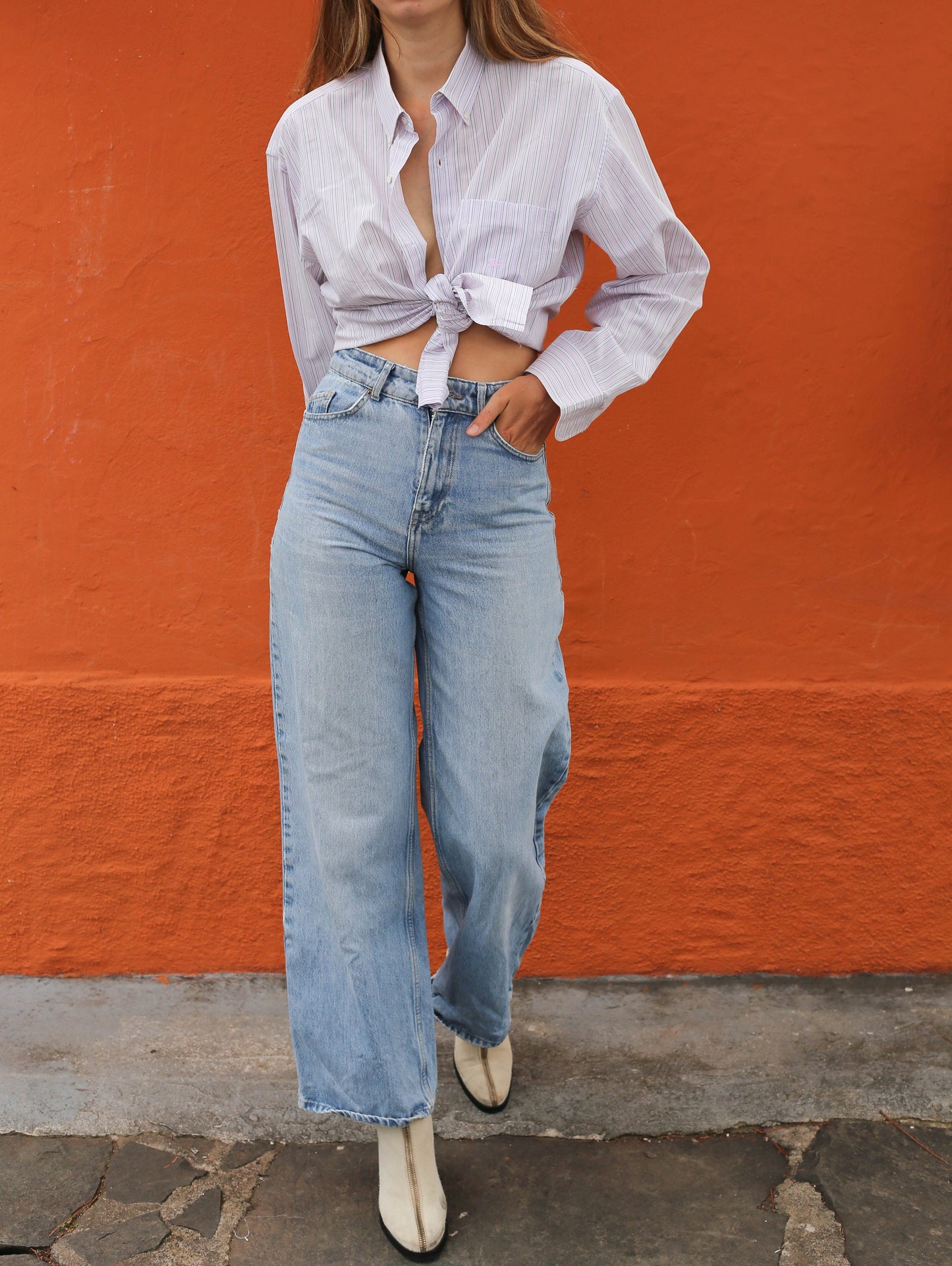 Vintage Burberrys London Men's Oxford Shirt - Striped Pink, Purple, Green