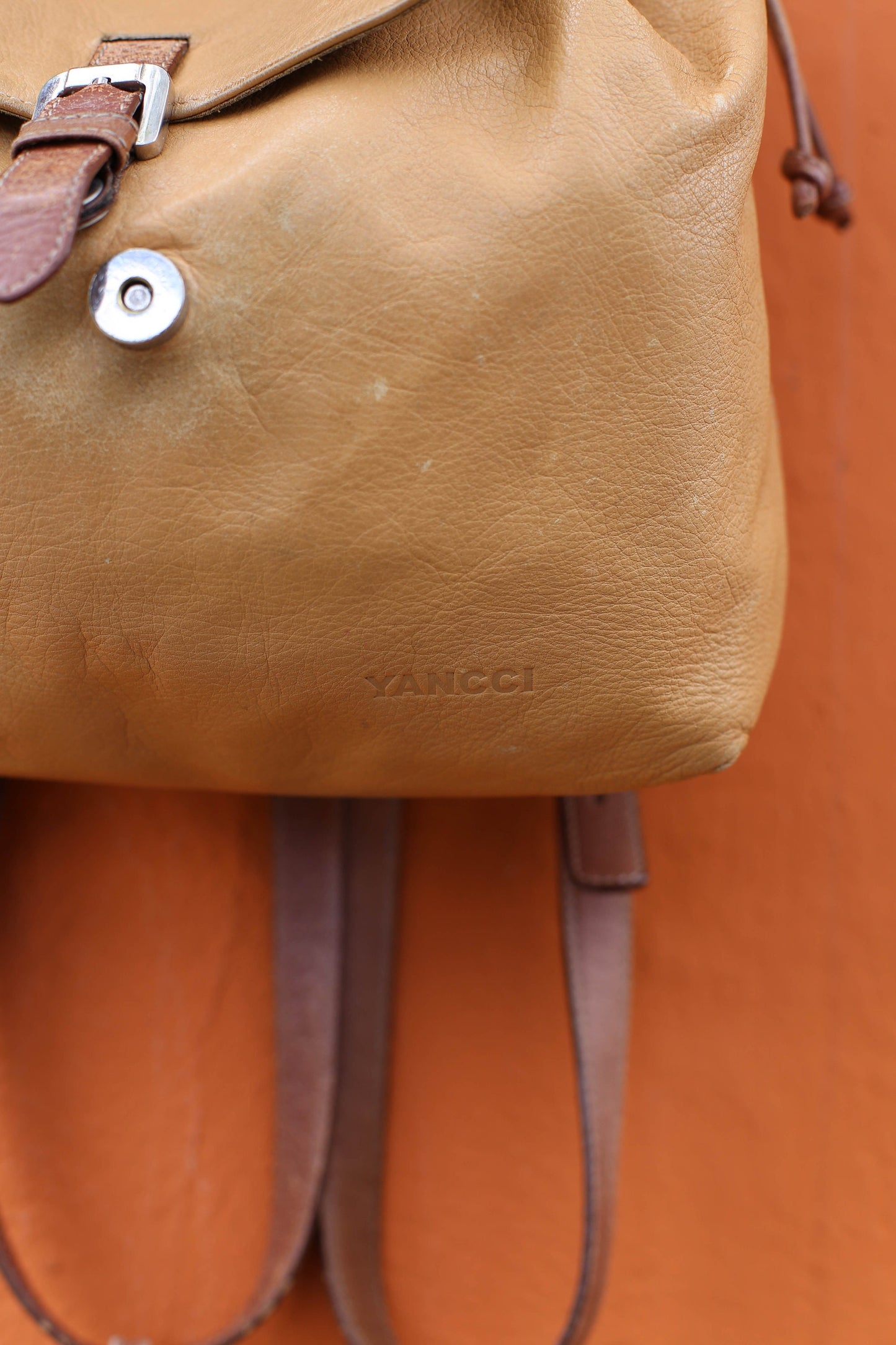 Vintage Genuine Leather Backpack | Soft Tan Leather | Made in Spain