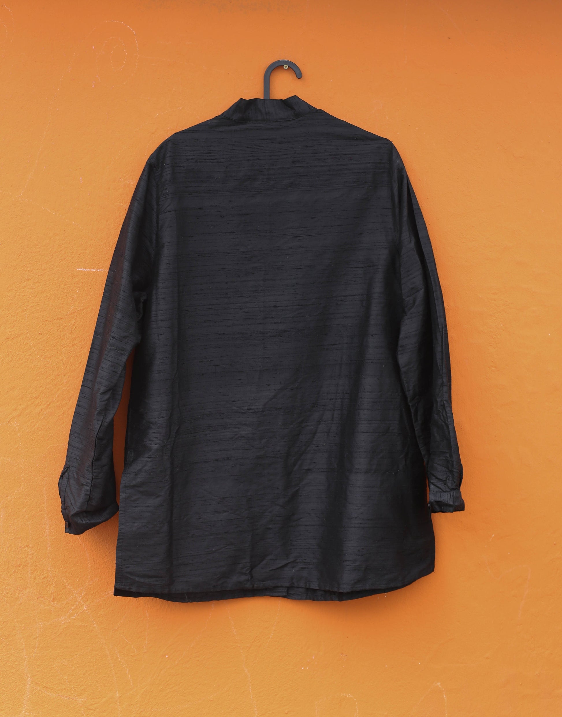 Vintage Balloon Silk Blouse – 100% Silk, Oversized Minimalist Shirt with Removable Shoulder Pads