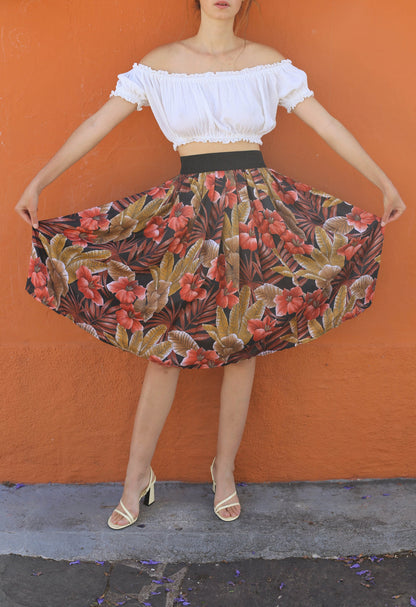 Retro Floral Women's Skirt — back view