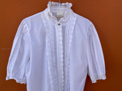 Vintage Ruffle Lace Blouse with Puff Sleeves — additional view 7