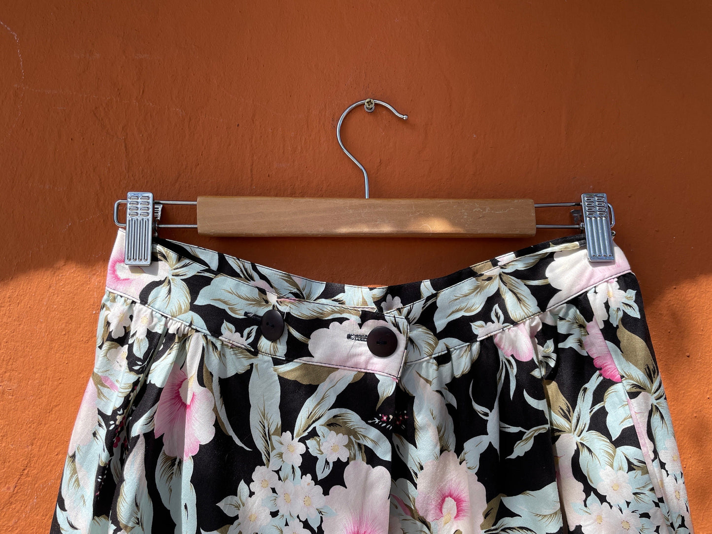 Vintage Floral Women's Skirt, Beautiful Pink Flowers, 100% Cotton