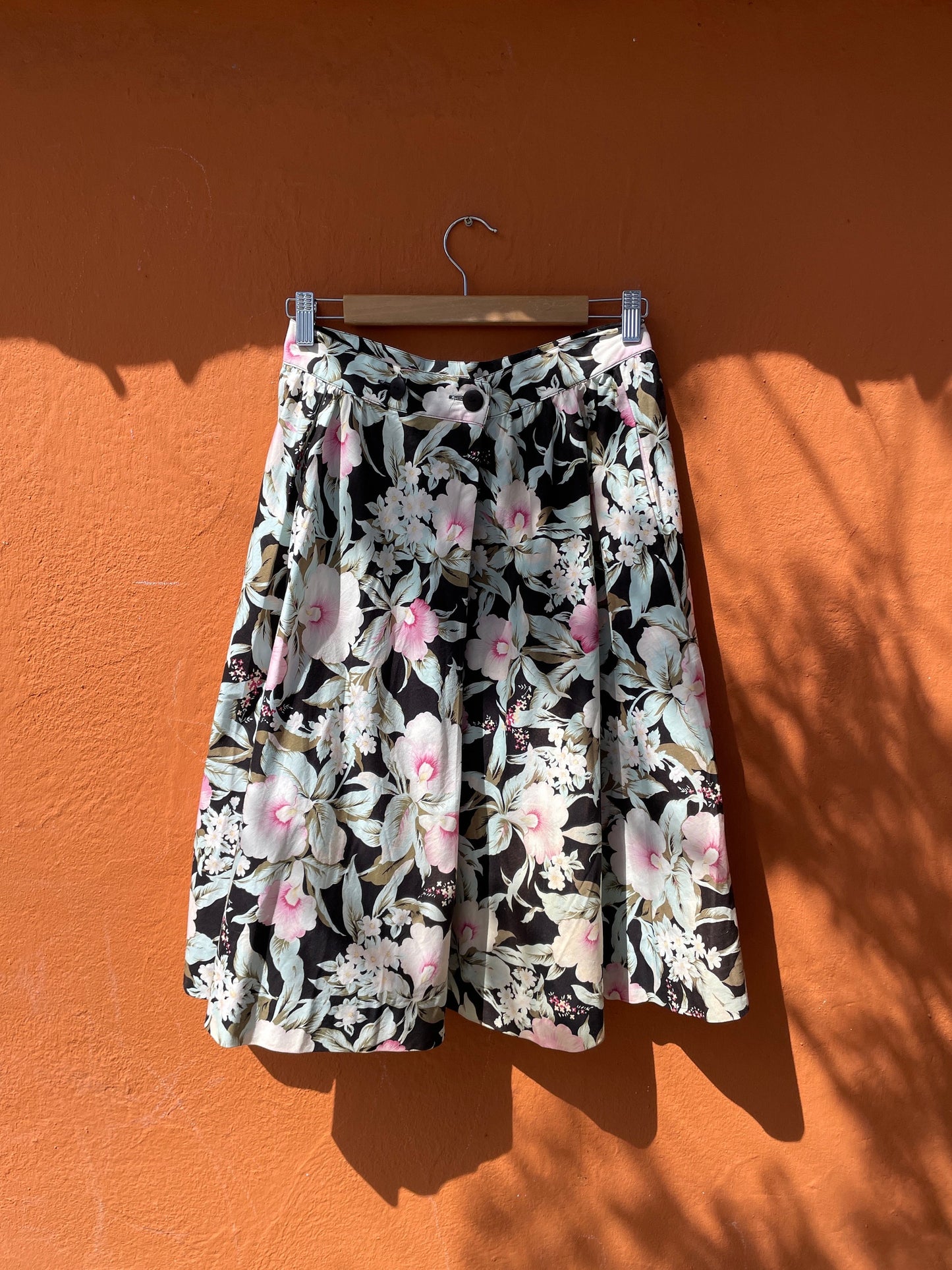 Vintage Floral Women's Skirt, Beautiful Pink Flowers, 100% Cotton