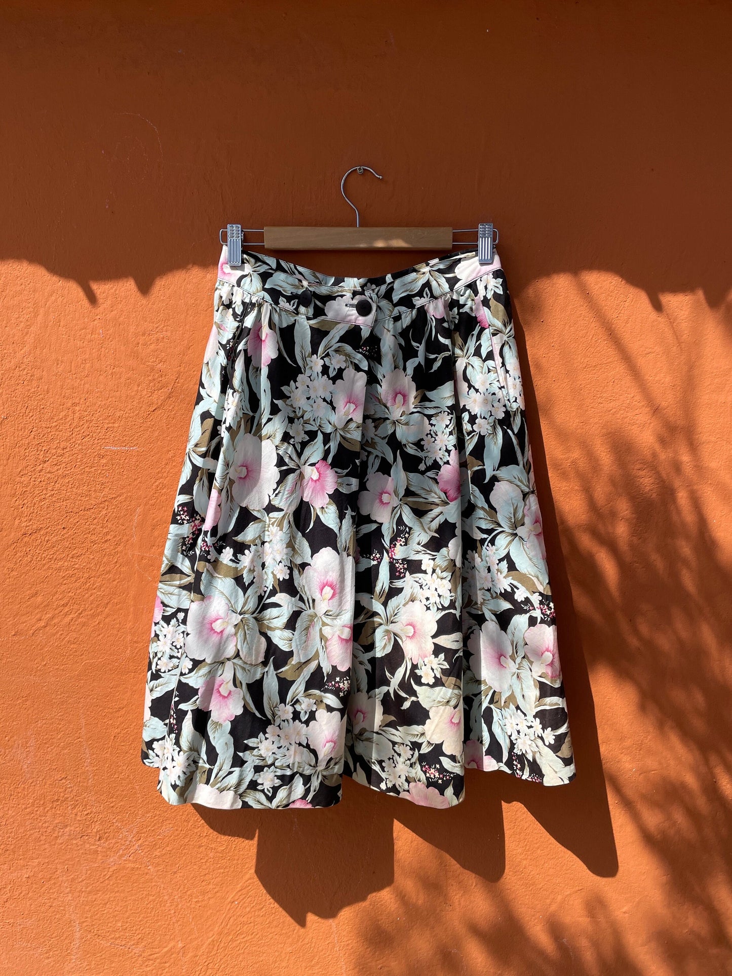 Vintage Floral Women's Skirt, Beautiful Pink Flowers, 100% Cotton