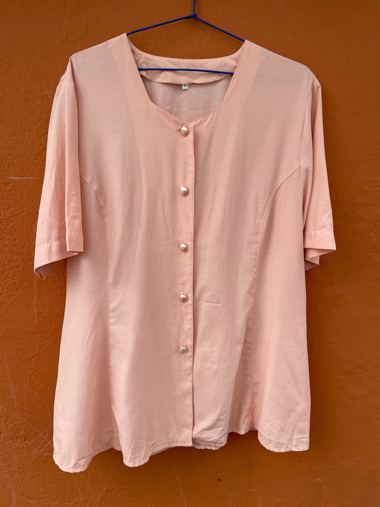 Vintage Women's Button-Up Shirt, Soft Pink Cottagecore Aesthetic blouse, Romantic vintage pastel clothing