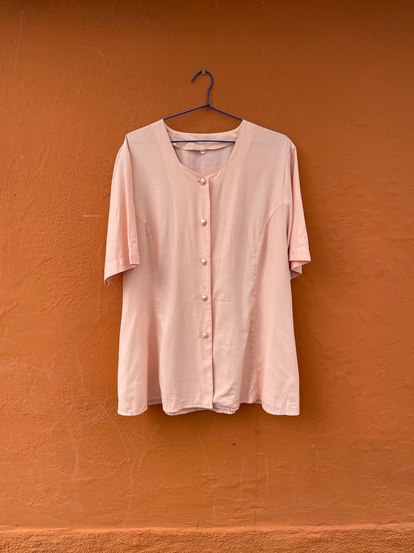 Vintage Women's Button-Up Shirt, Soft Pink Cottagecore Aesthetic blouse, Romantic vintage pastel clothing