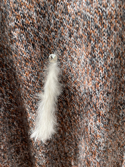 Retro Italian Wool Blend Jumper with Feather Details