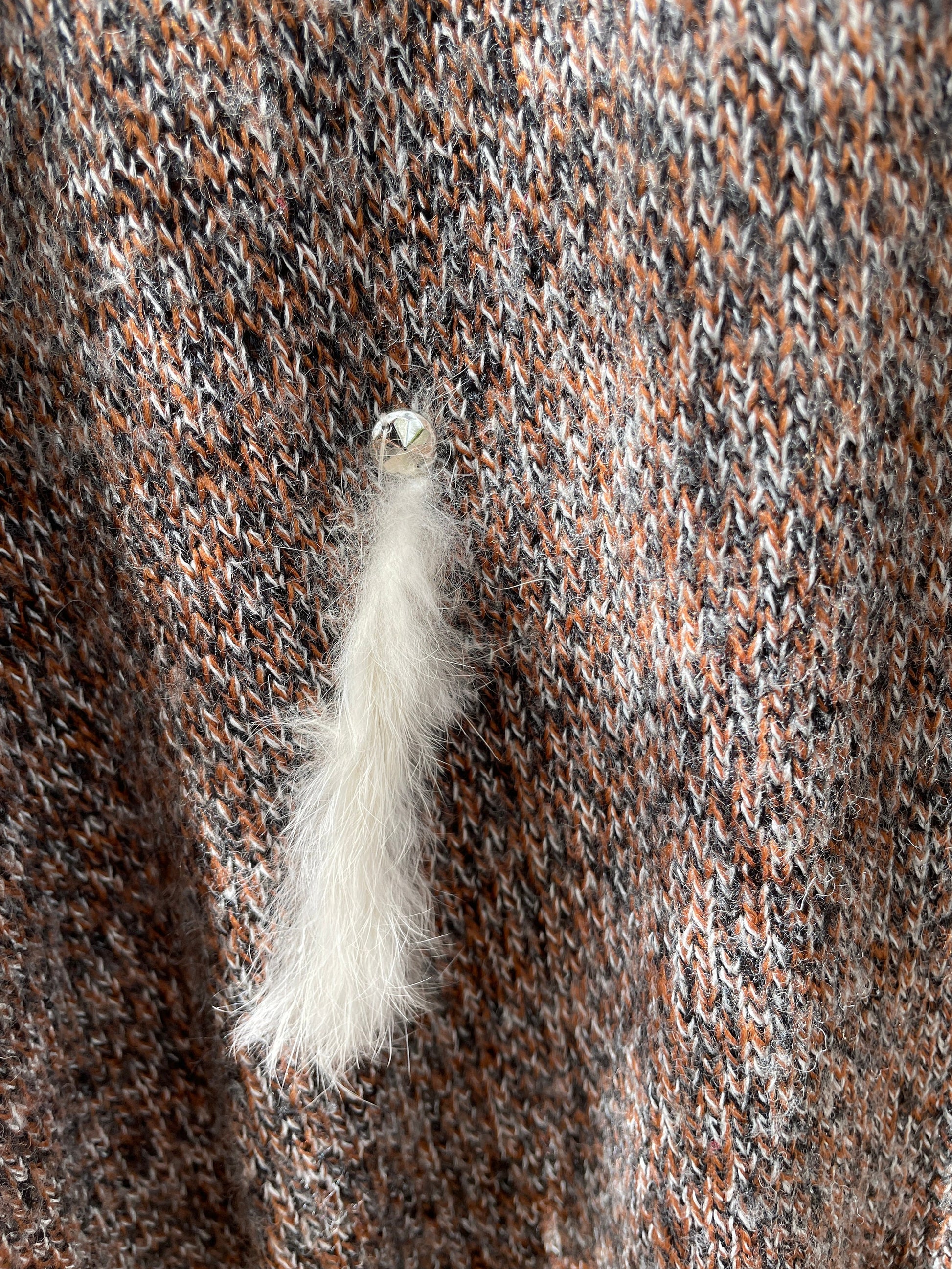 Vintage Italian Jumper with Feather Detailing, Mixed Wool Blend, Retro Aesthetic