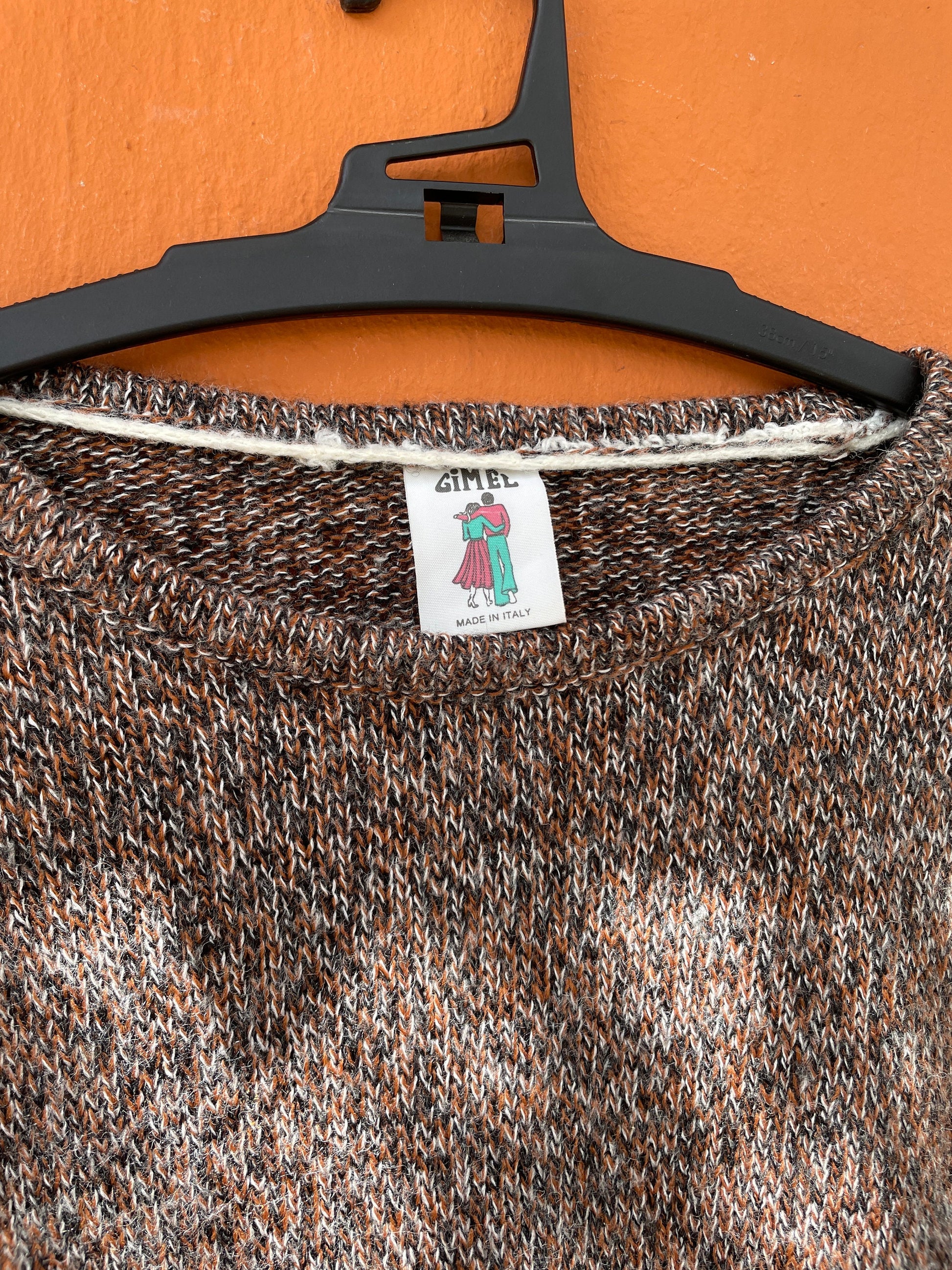 Vintage Italian Jumper with Feather Detailing, Mixed Wool Blend, Retro Aesthetic