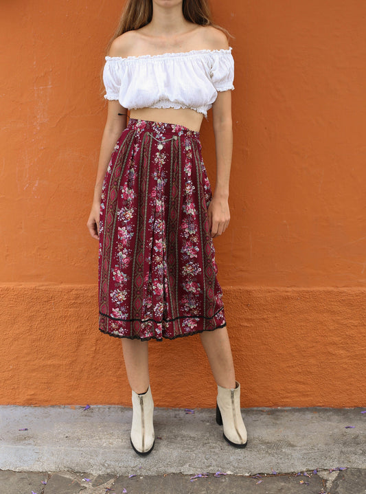 Vintage Dirndl Aesthetic Women's Skirt, Cottagecore Style, Hidden Pocket, Floral Design romantic german folklore skirt