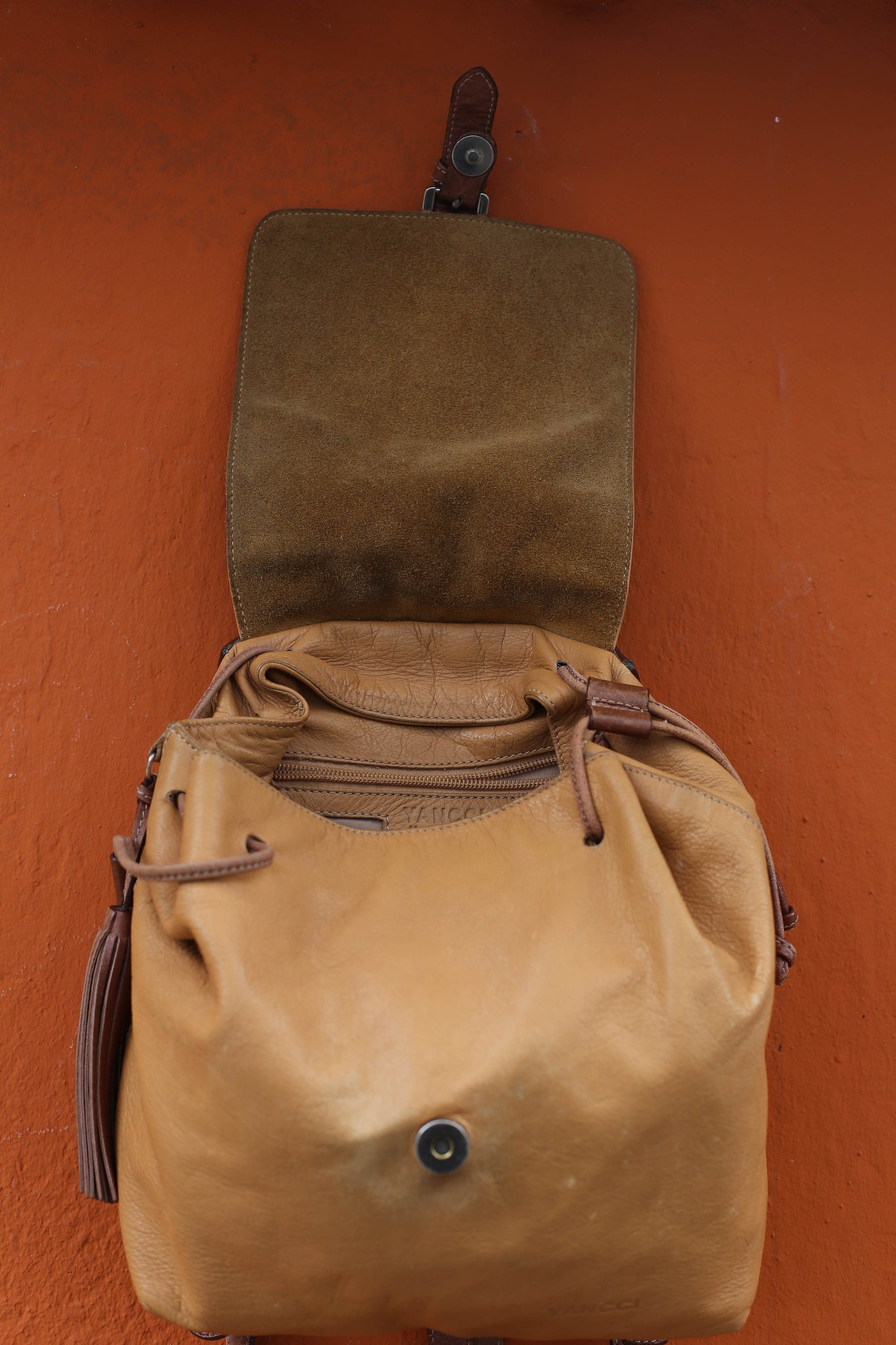 Vintage Genuine Leather Backpack | Soft Tan Leather | Made in Spain