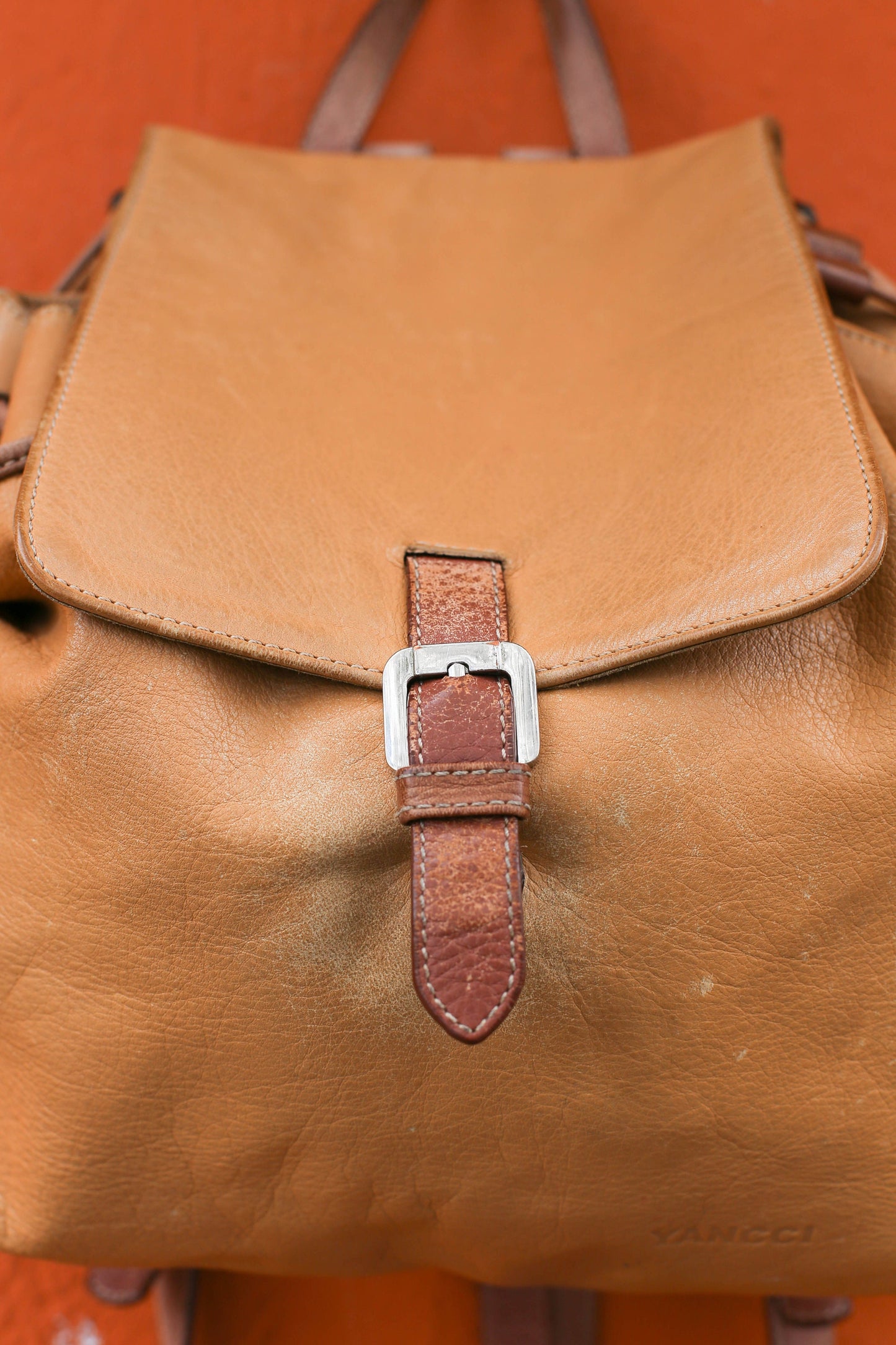 Vintage Super Soft Genuine Leather Backpack, Made in Spain, Boho Aesthetic, Beige cowhide small leather bag