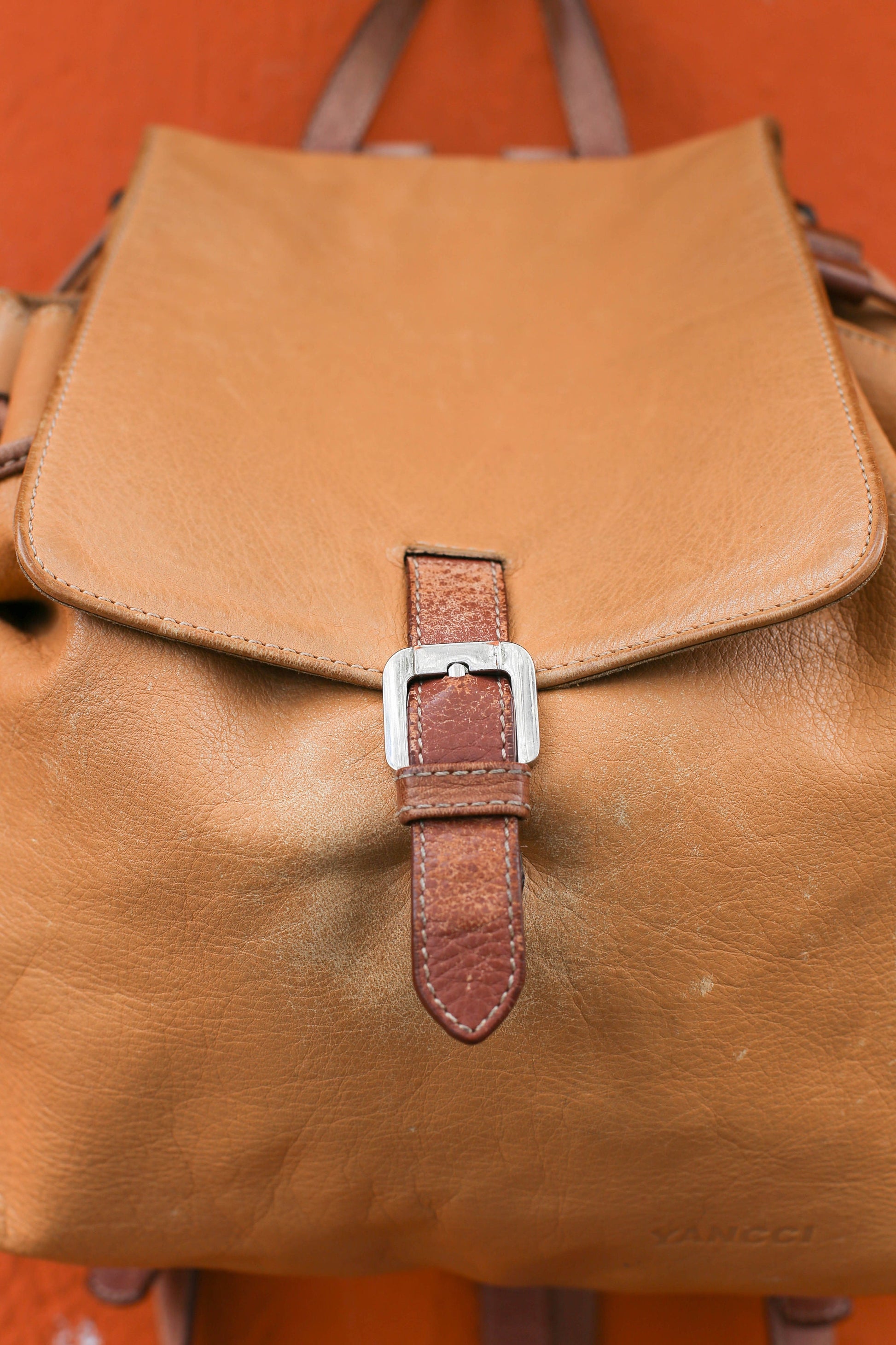 Vintage Super Soft Genuine Leather Backpack, Made in Spain, Boho Aesthetic, Beige cowhide small leather bag