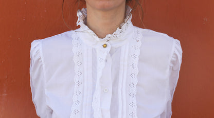 Vintage Ruffle Lace Blouse with Puff Sleeves — additional view 6
