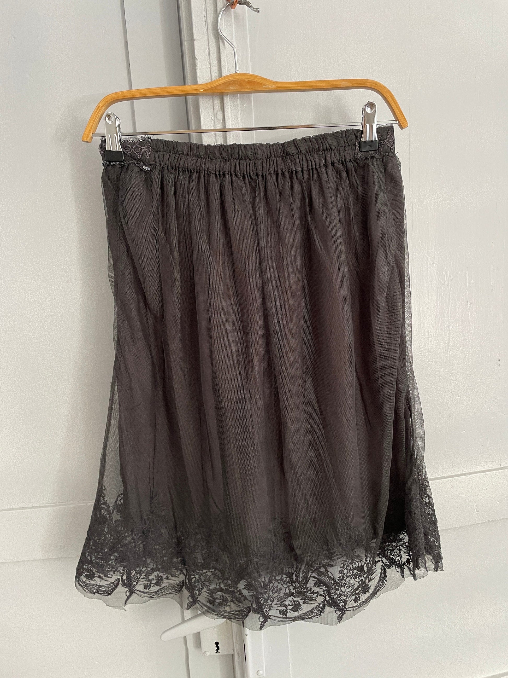 Lace black sequin embellished skirt, Romantic Noa Noa summer skirt