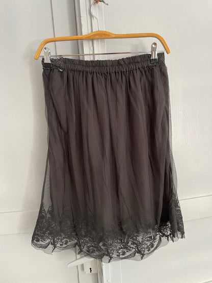 Dark Grey Sequin Lace Midi Skirt, Vintage Noa Noa