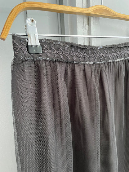 Dark Grey Sequin Lace Midi Skirt, Vintage Noa Noa
