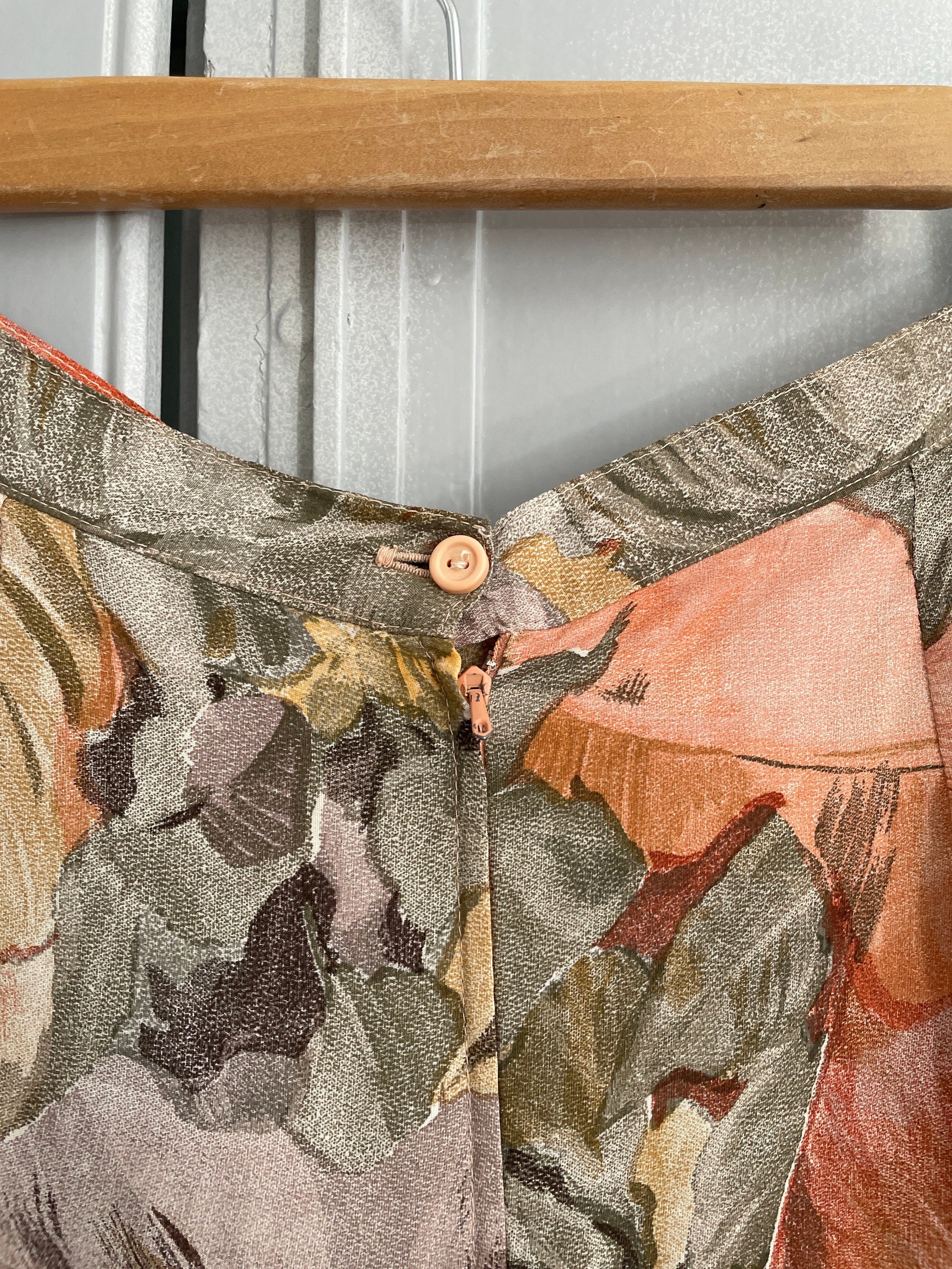 Vintage handmade floral summer skirt, Cute lightweight pleated skirt, Handmade antique woman clothing