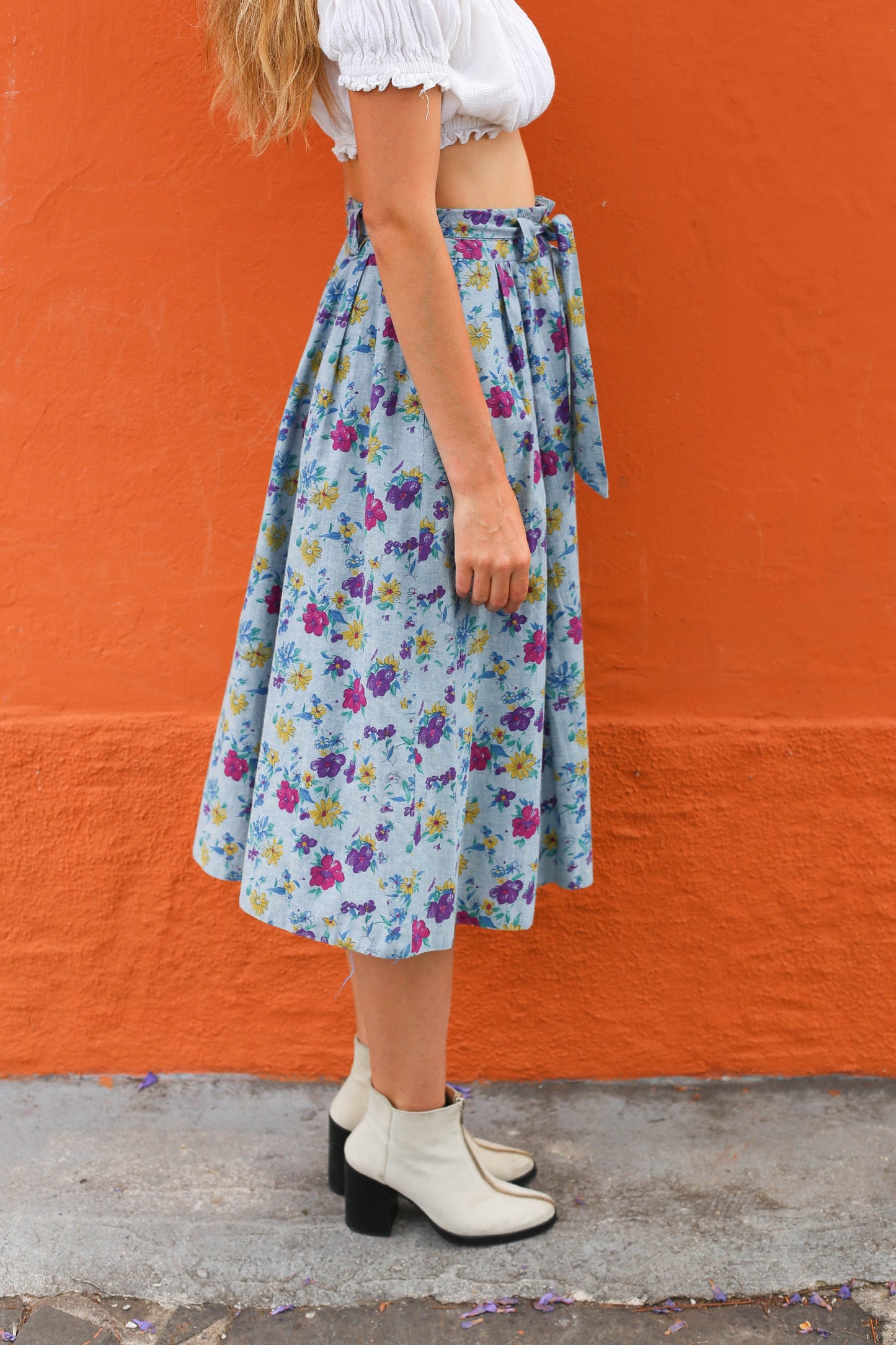 Vintage Floral Print Cotton Skirt, Made in Austria, Hammer Brand, Cottagecore Fashion, Big size feminine high waist spring skirt,
