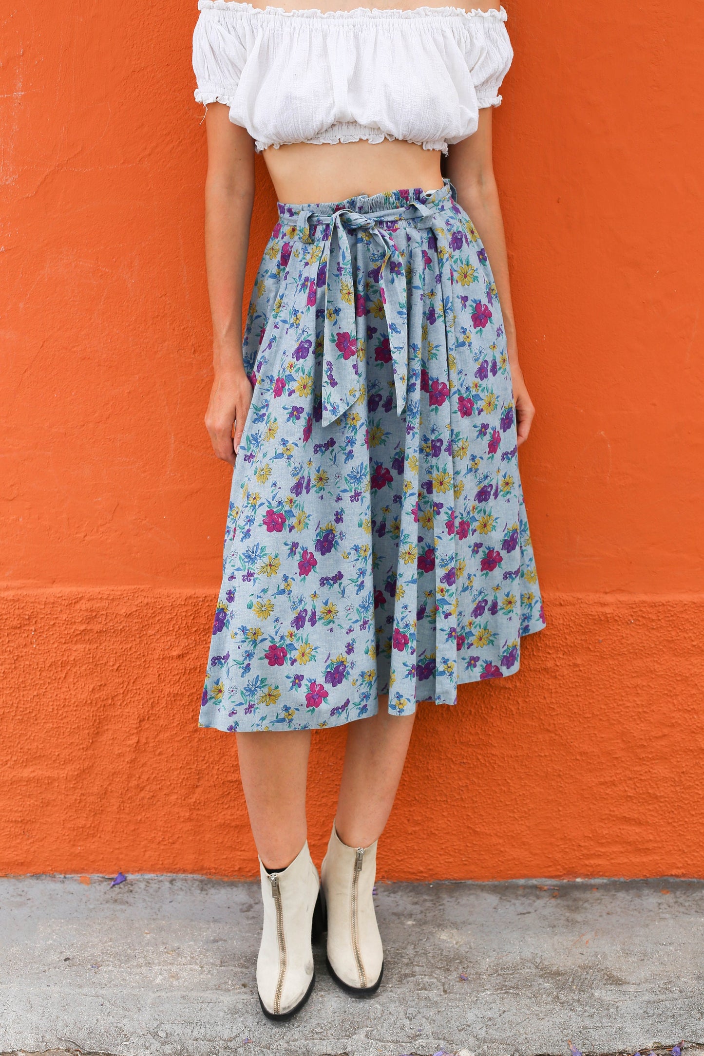 Vintage Floral Print Cotton Skirt, Made in Austria, Hammer Brand, Cottagecore Fashion, Big size feminine high waist spring skirt,