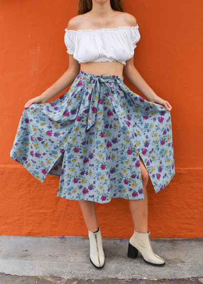 Vintage Floral Cotton Skirt, Austria — detail