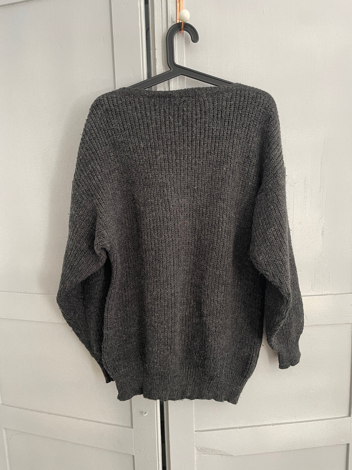 Dark Academia grey wool blend pullover, Classic design winter knitwear, Ash grey smart jumper