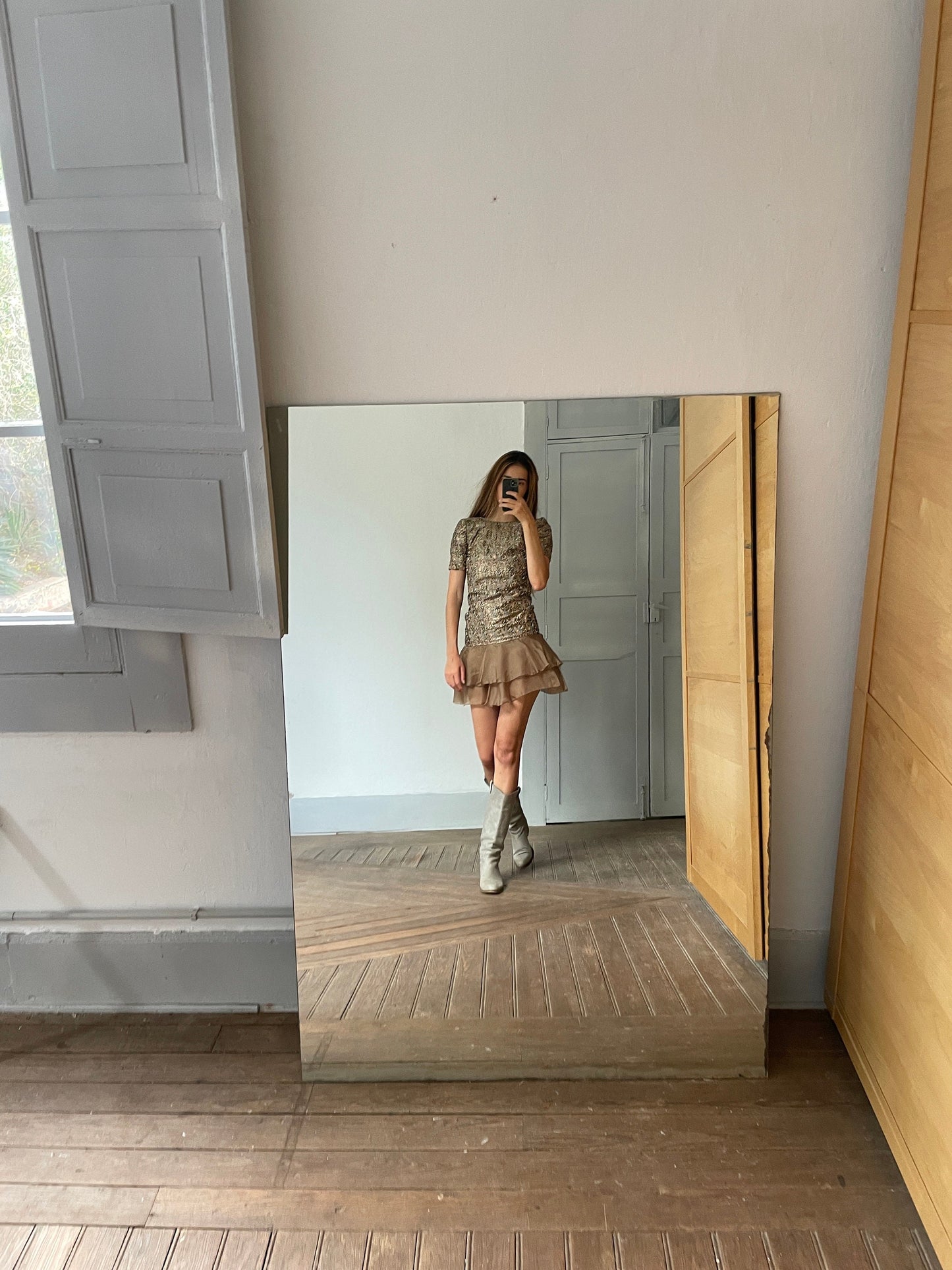 Vintage embellished dress, Antique metallic brocade ceremonial garment