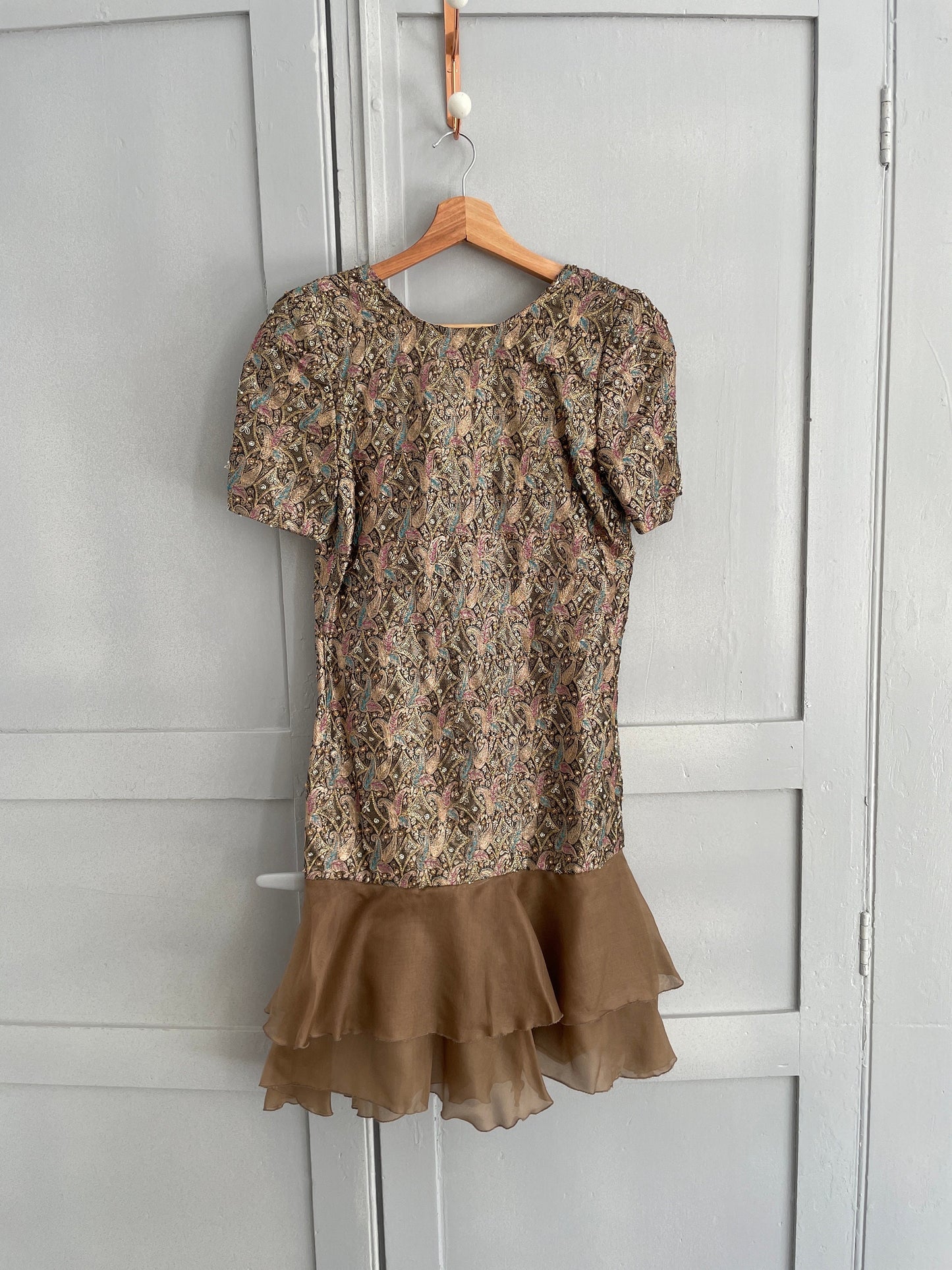 Vintage embellished dress, Antique metallic brocade ceremonial garment