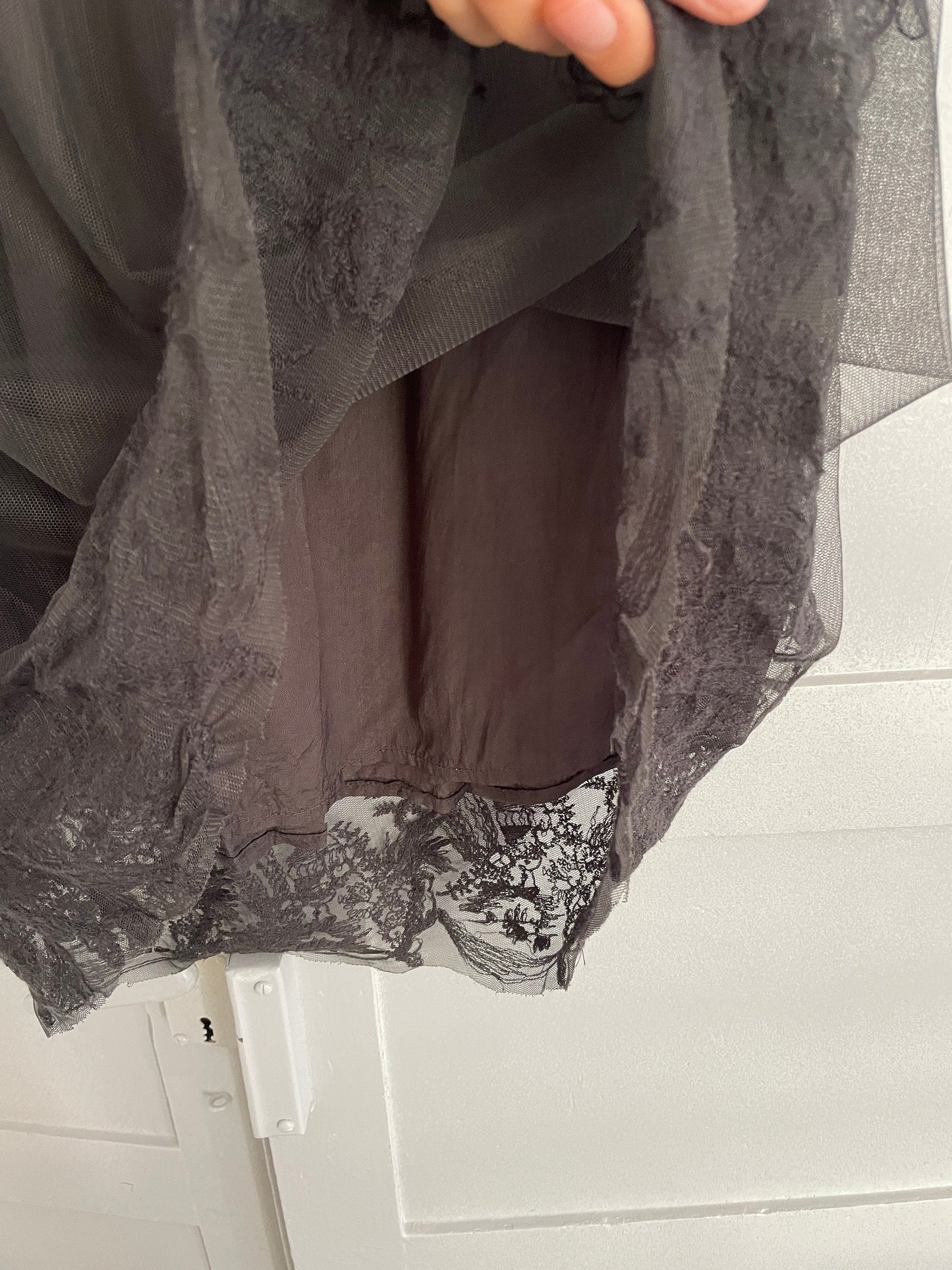 Lace black sequin embellished skirt, Romantic Noa Noa summer skirt