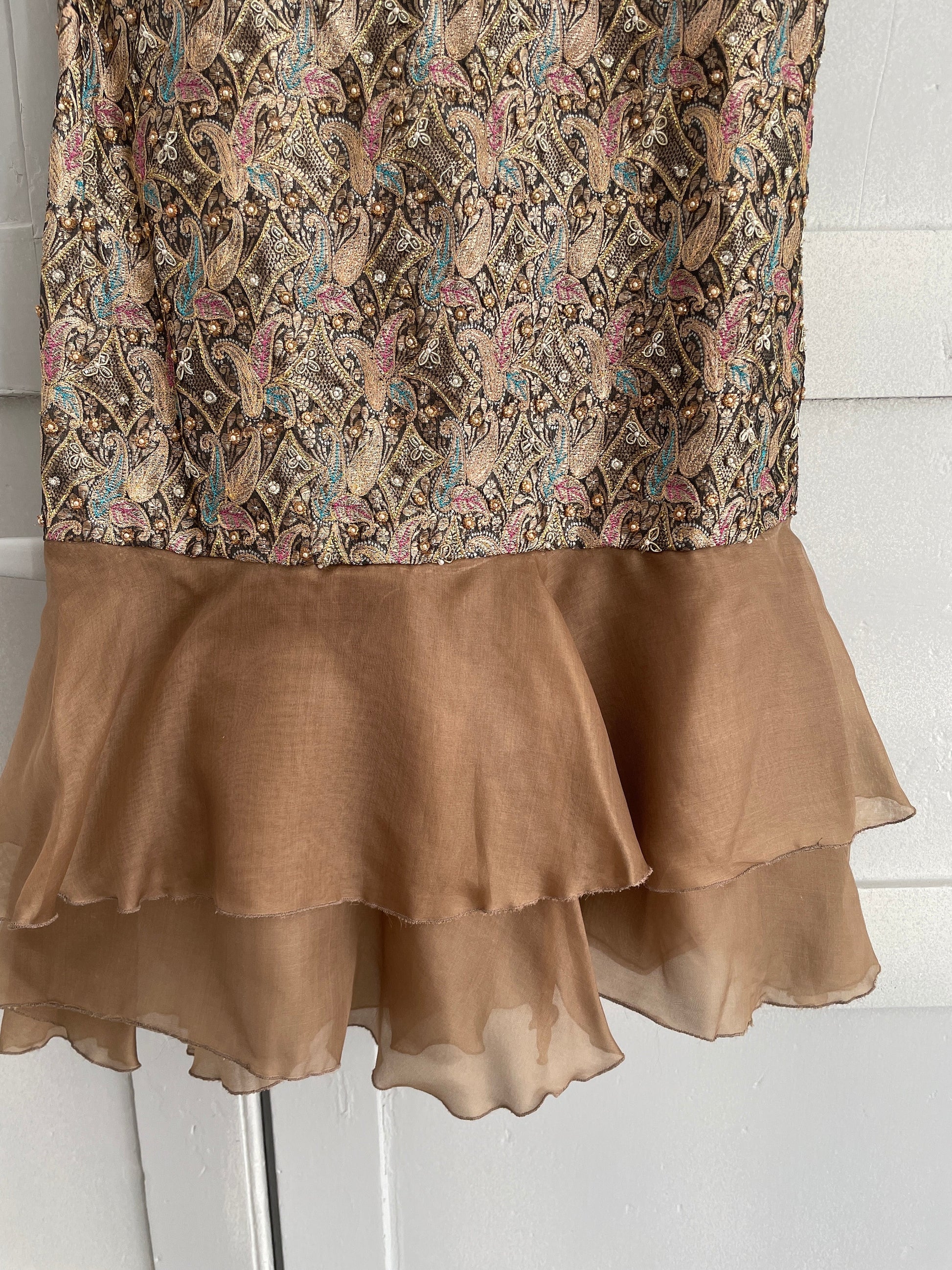 Vintage embellished dress, Antique metallic brocade ceremonial garment