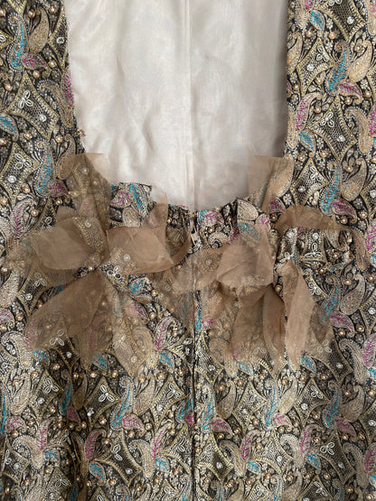 Vintage embellished dress, Antique metallic brocade ceremonial garment