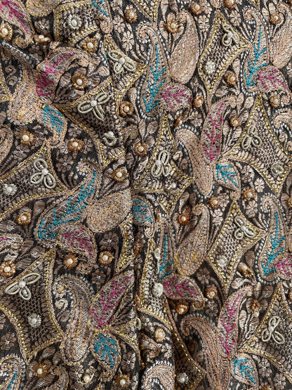 Vintage embellished dress, Antique metallic brocade ceremonial garment