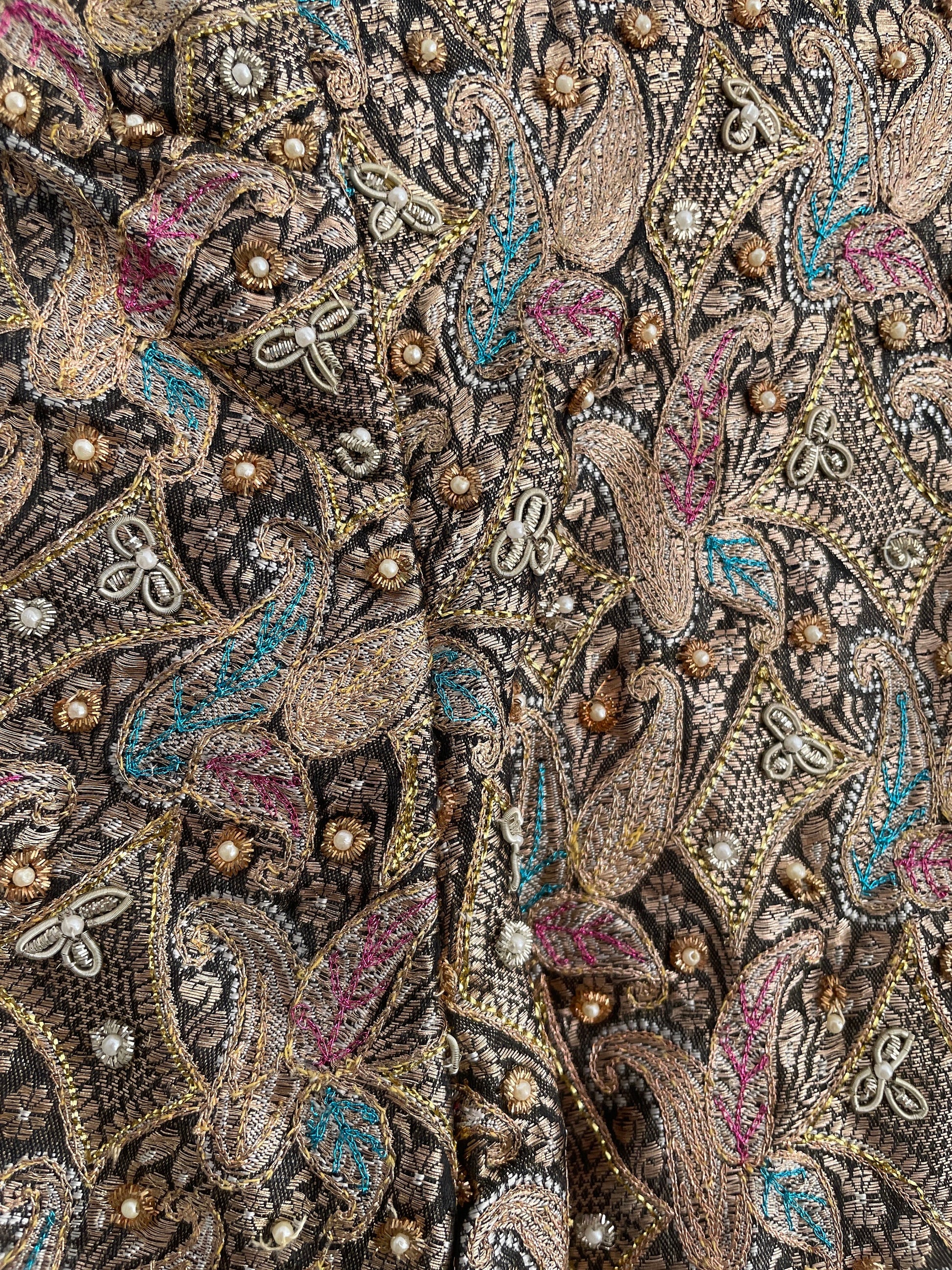 Vintage embellished dress, Antique metallic brocade ceremonial garment