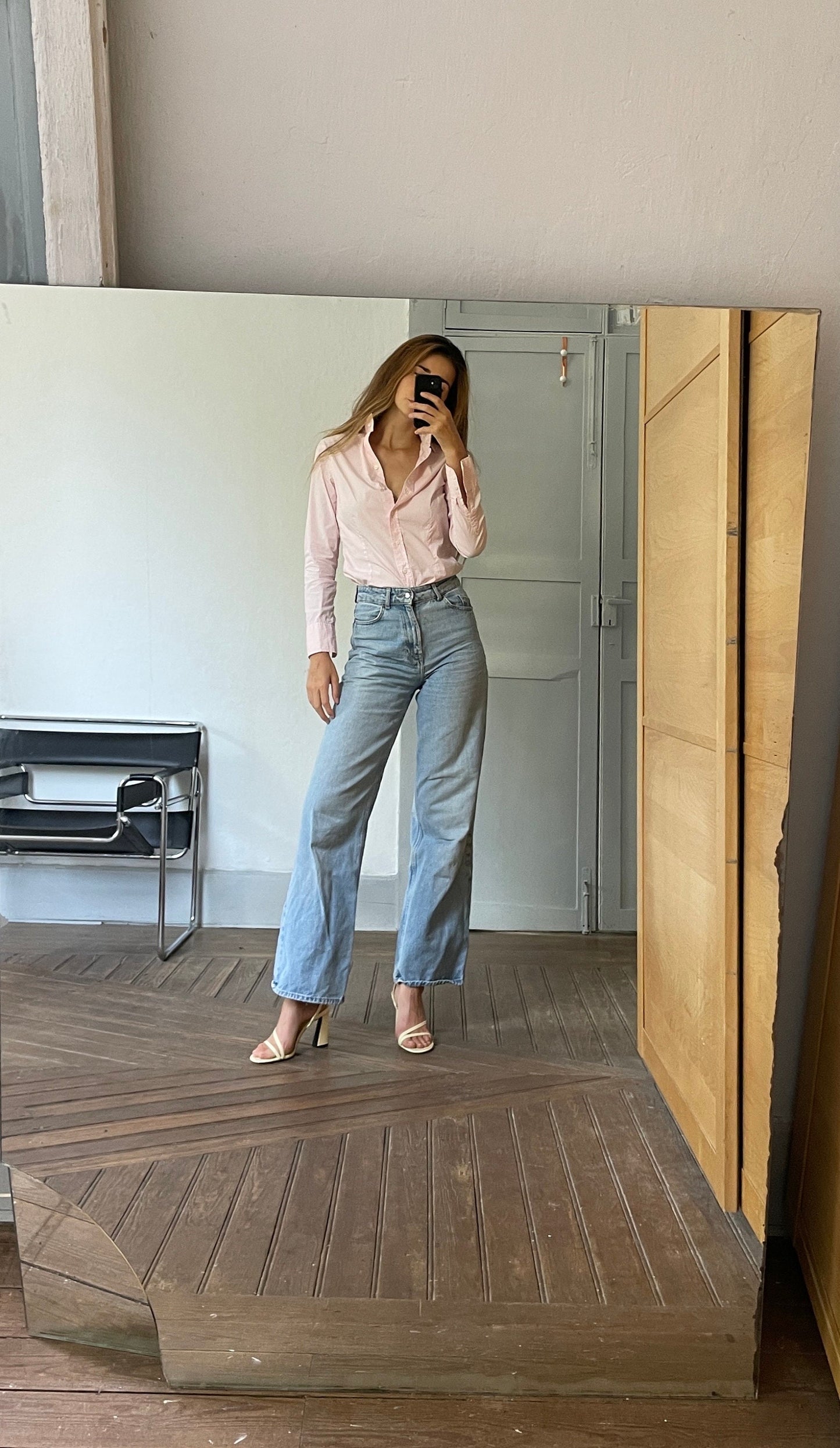 Massimo Dutti pink striped woman button up shirt, Elegant girl boss blouse, Smart oxford shirt,