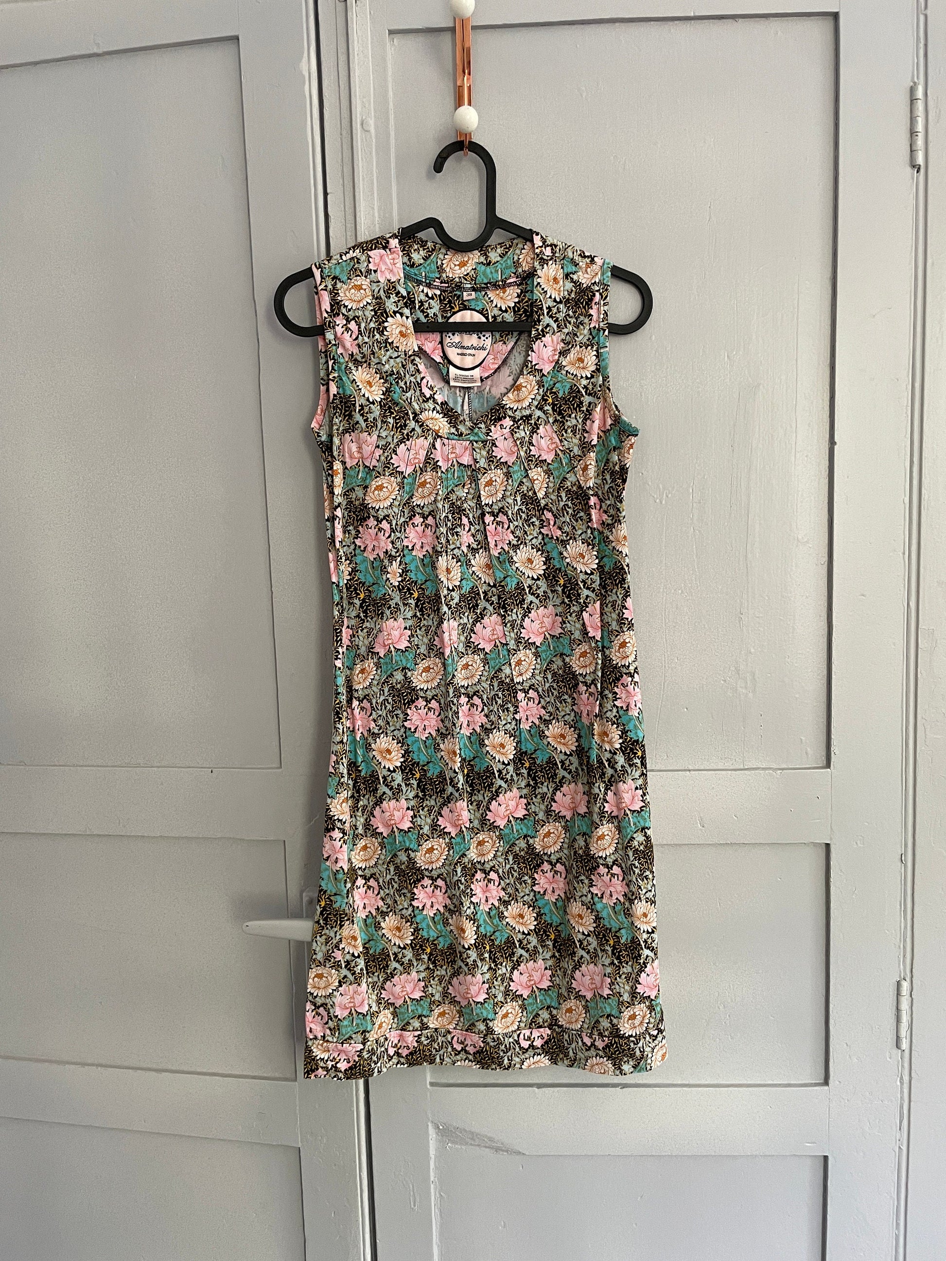 Vintage Almatrichi floral pencil dress, Floral short summer dress, Cute tight pencil dress