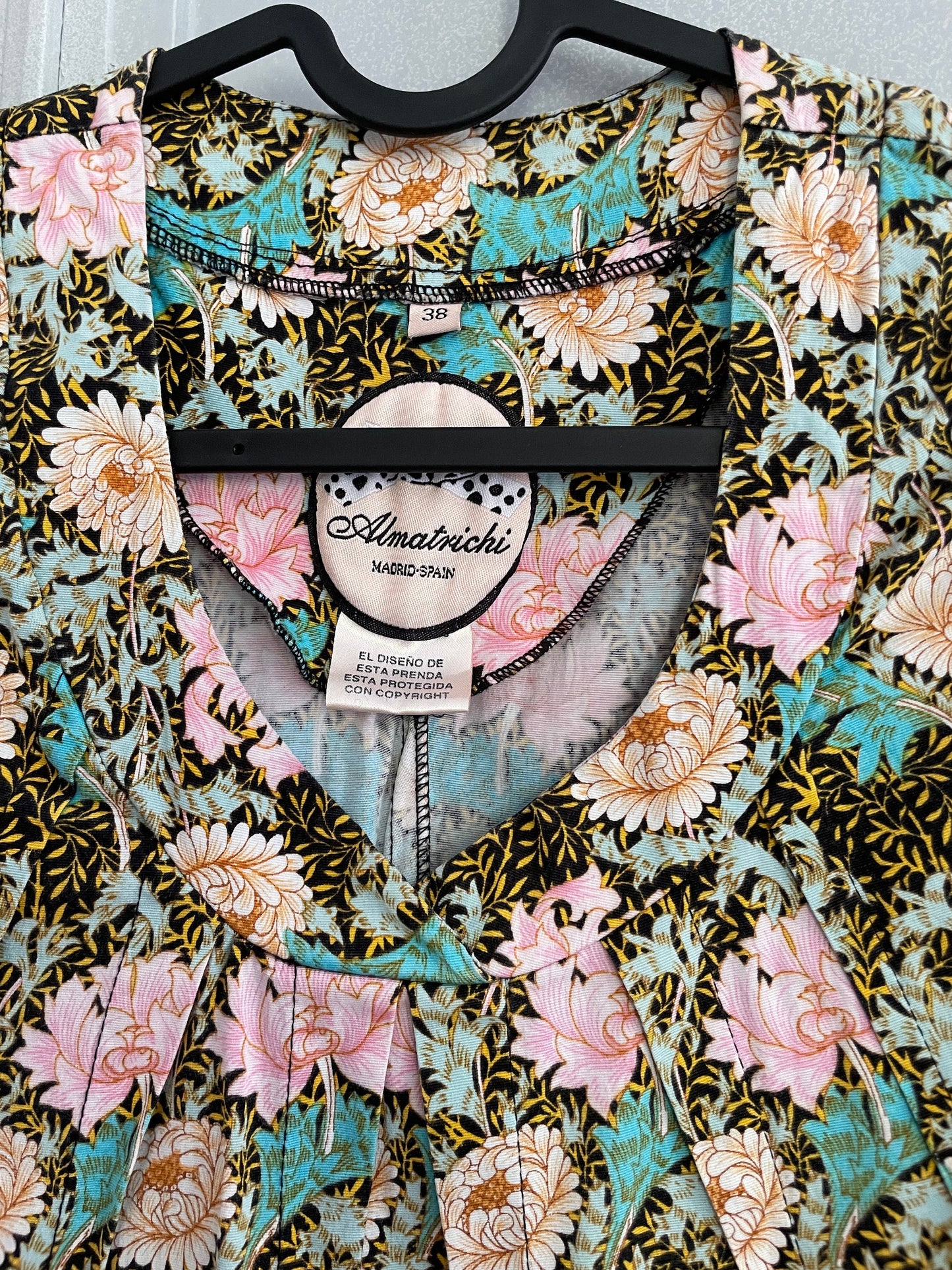 Vintage Almatrichi floral pencil dress, Floral short summer dress, Cute tight pencil dress