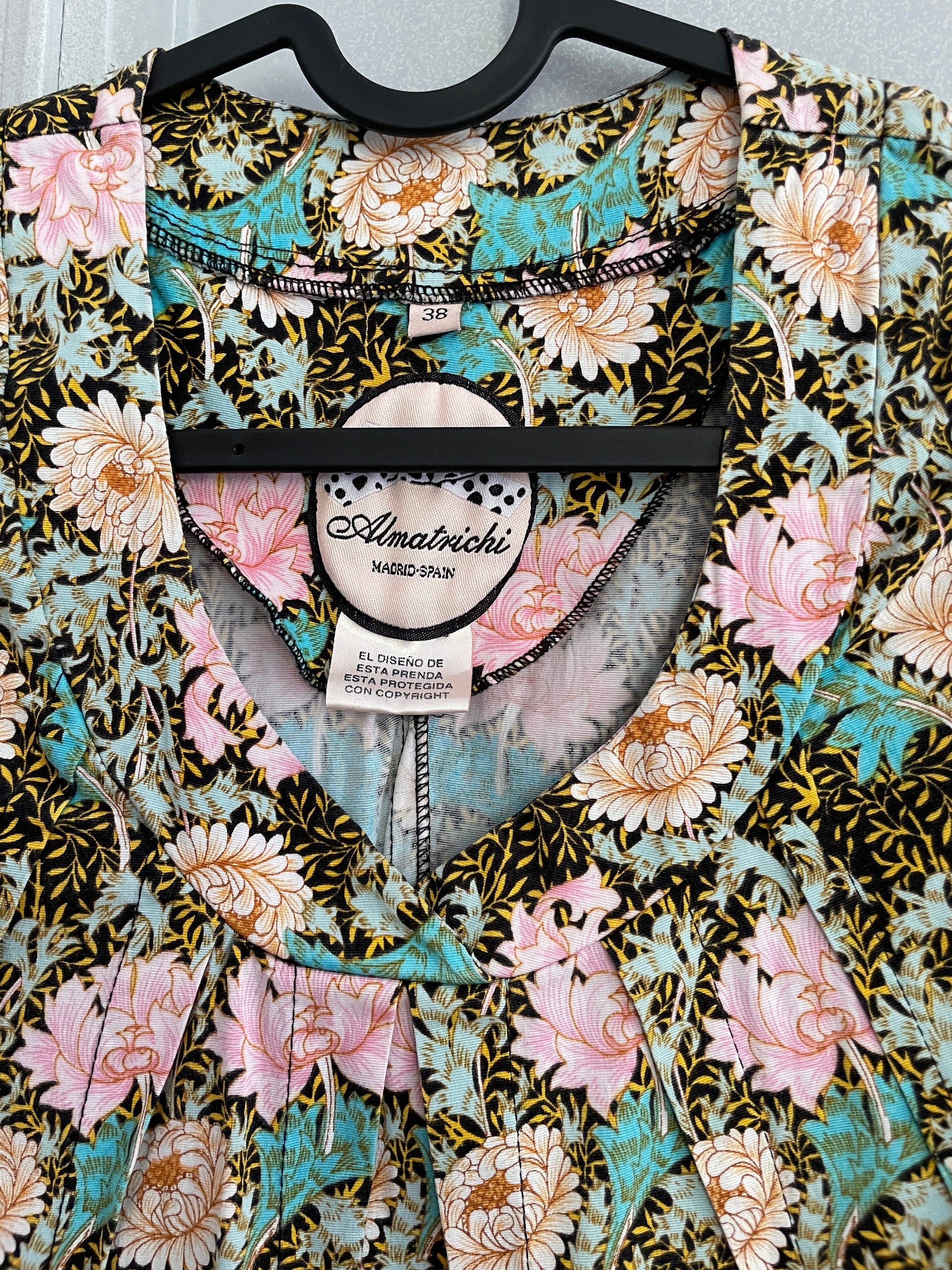 Vintage Almatrichi floral pencil dress, Floral short summer dress, Cute tight pencil dress