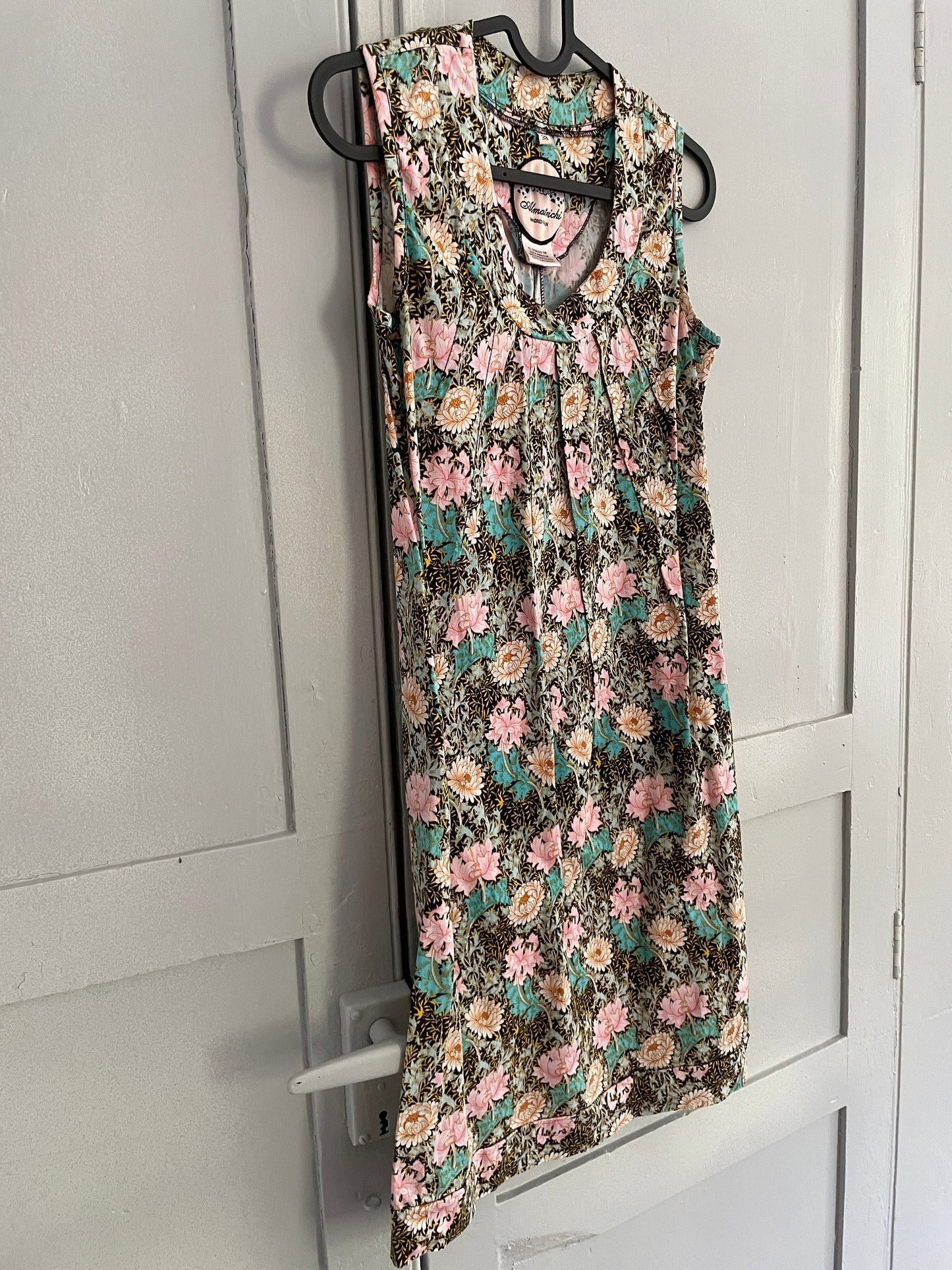 Vintage Almatrichi floral pencil dress, Floral short summer dress, Cute tight pencil dress