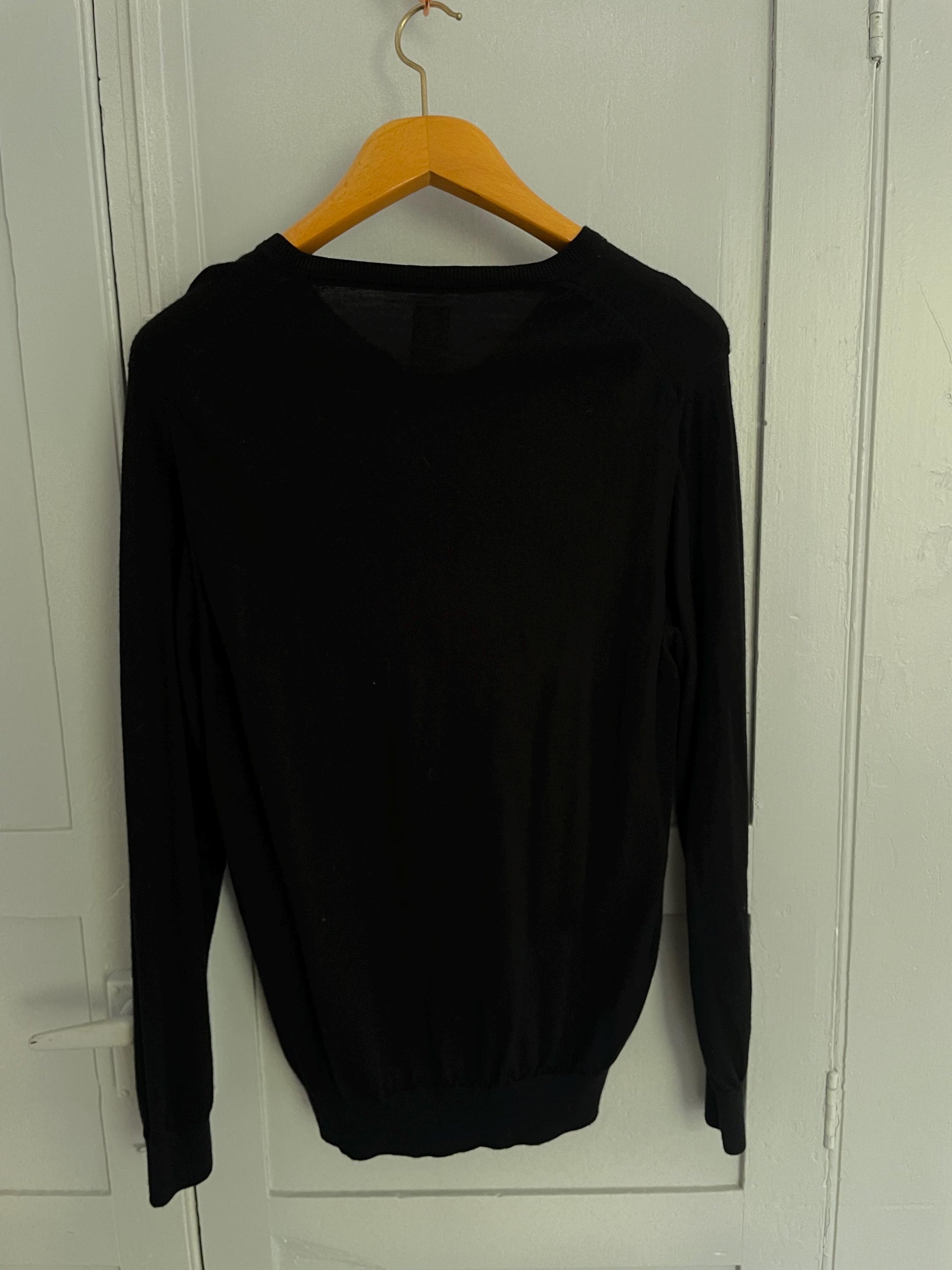 Dark academia Super soft wool v neck sweater, Vintage Pedro del Hierro merino wool jumper, Spanish designer brand black Men's wear, knitwear
