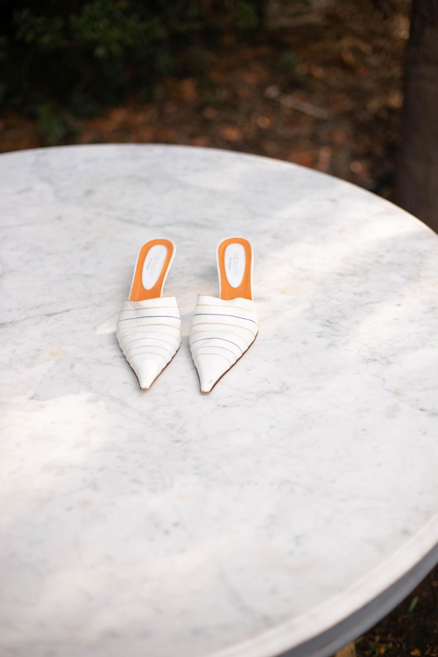 Vintage White Pointed Toe Mules by Latouche – Size EU 40