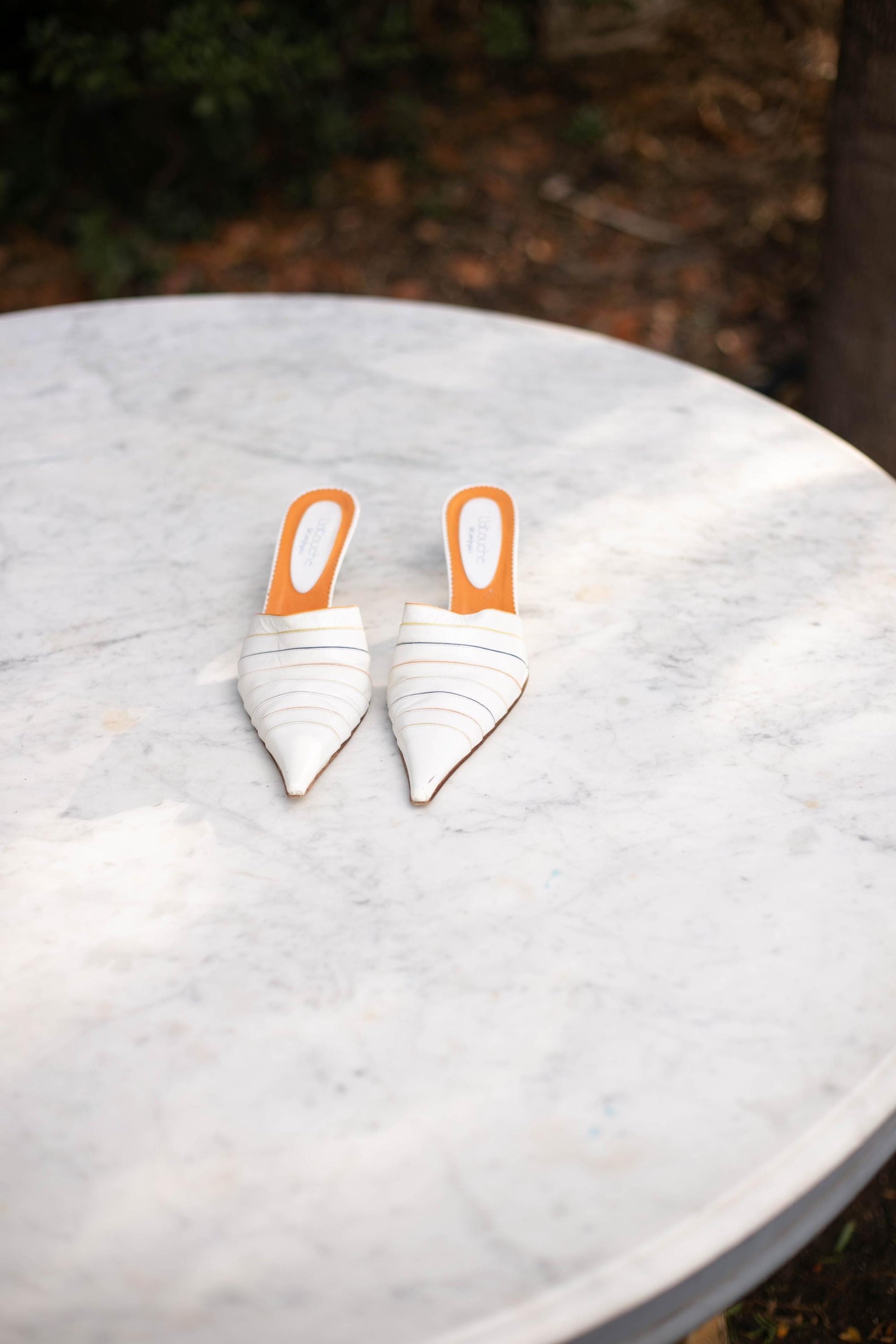 Vintage White Pointed Toe Mules by Latouche – Size EU 40