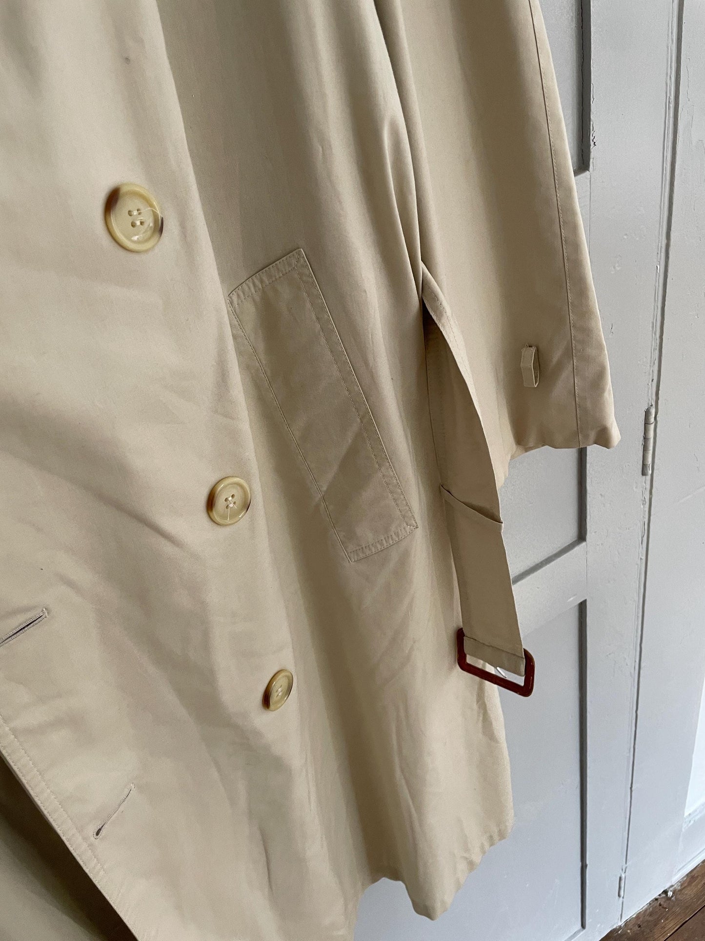 Vintage YVES SAINT LAURENT trench coat, Diffusion Hommes long off white men coat, M