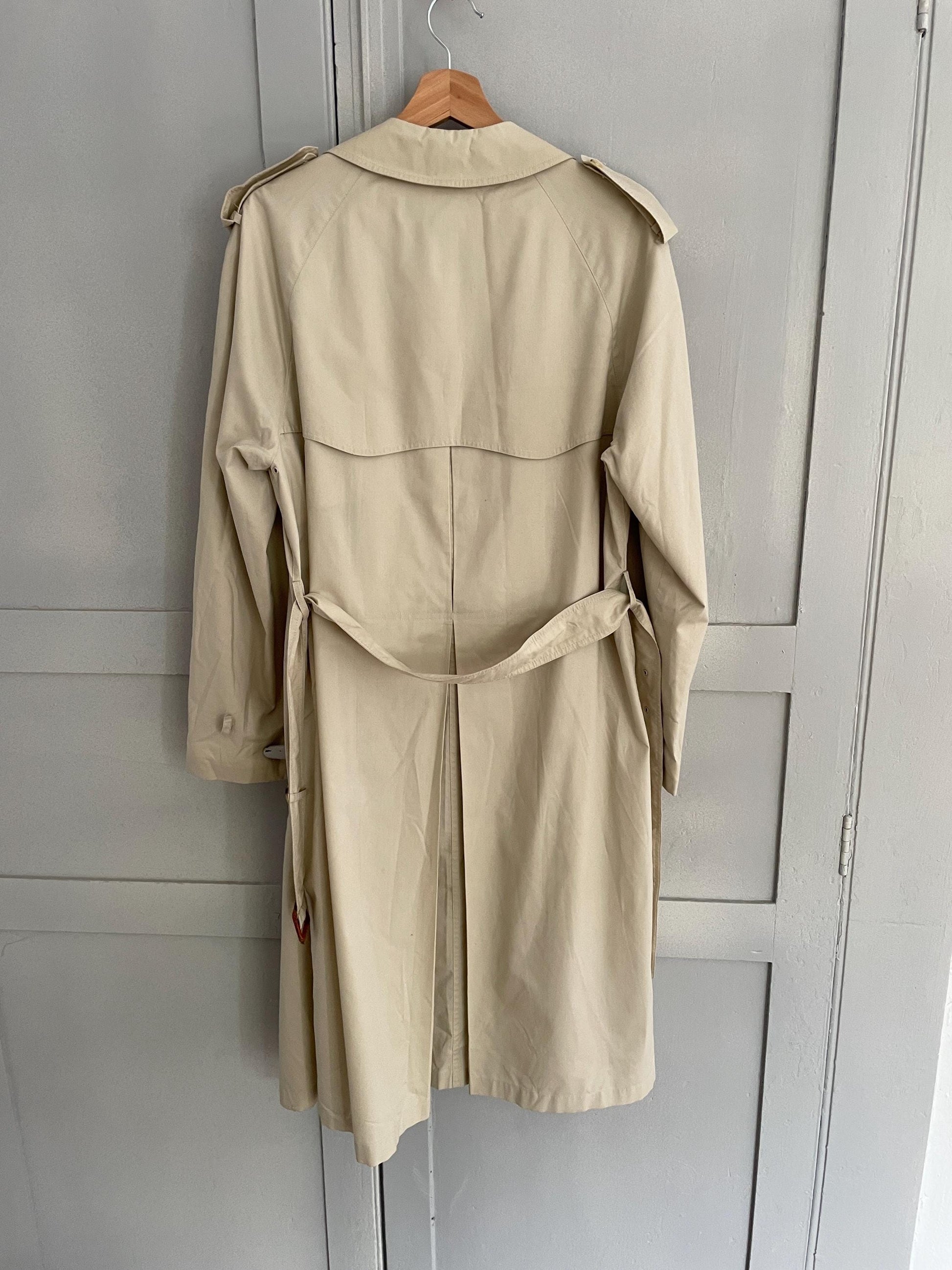 Vintage YVES SAINT LAURENT trench coat, Diffusion Hommes long off white men coat, M