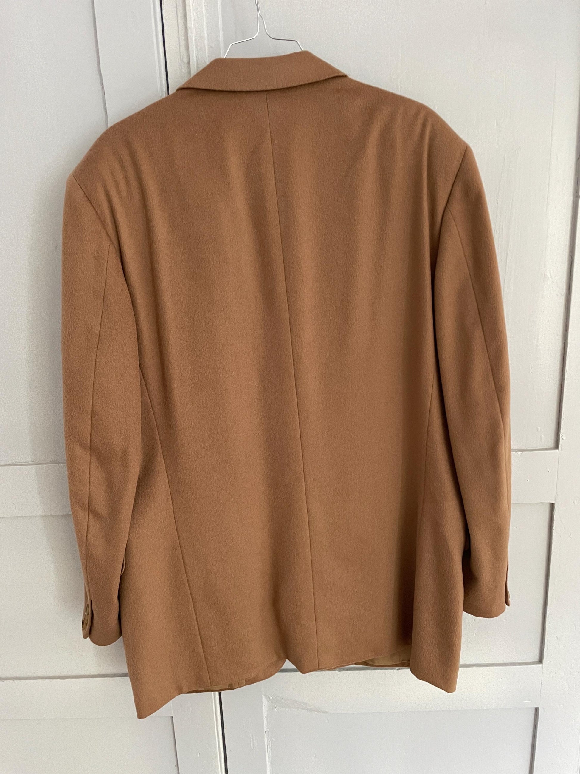 Pure cashmere tan double breasted blazer, Professional Italian design suit jacket, Men's formal evening blazer, Light Academia wear, XL