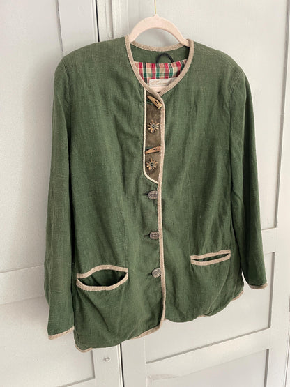 Vintage Moss Green Linen Dirdnl Jacket — additional view 6