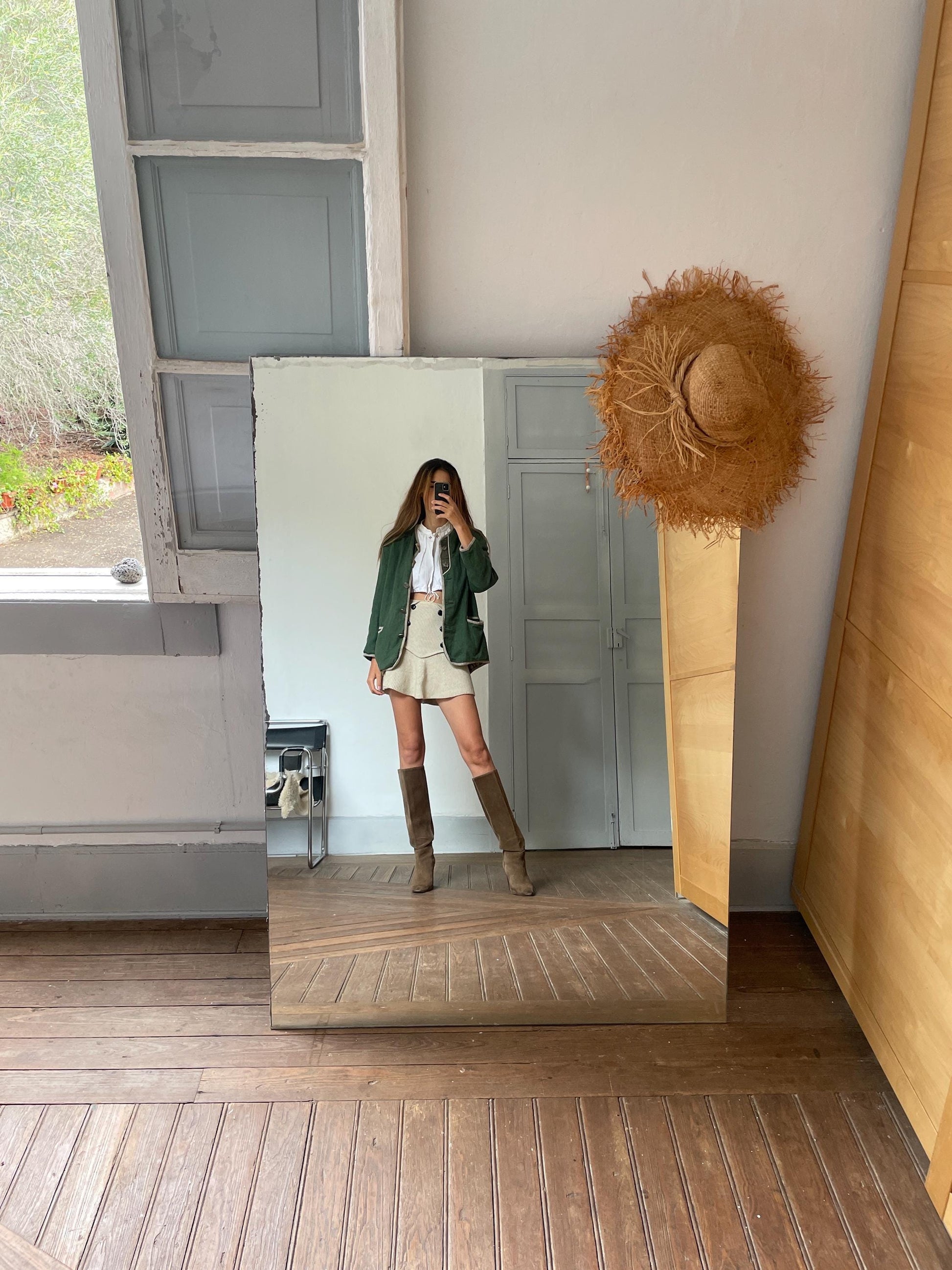 Vintage moss green linen jacket, German dirdnl folklore coat, Austrian trachten autumn cardigan, Cottage core clothing