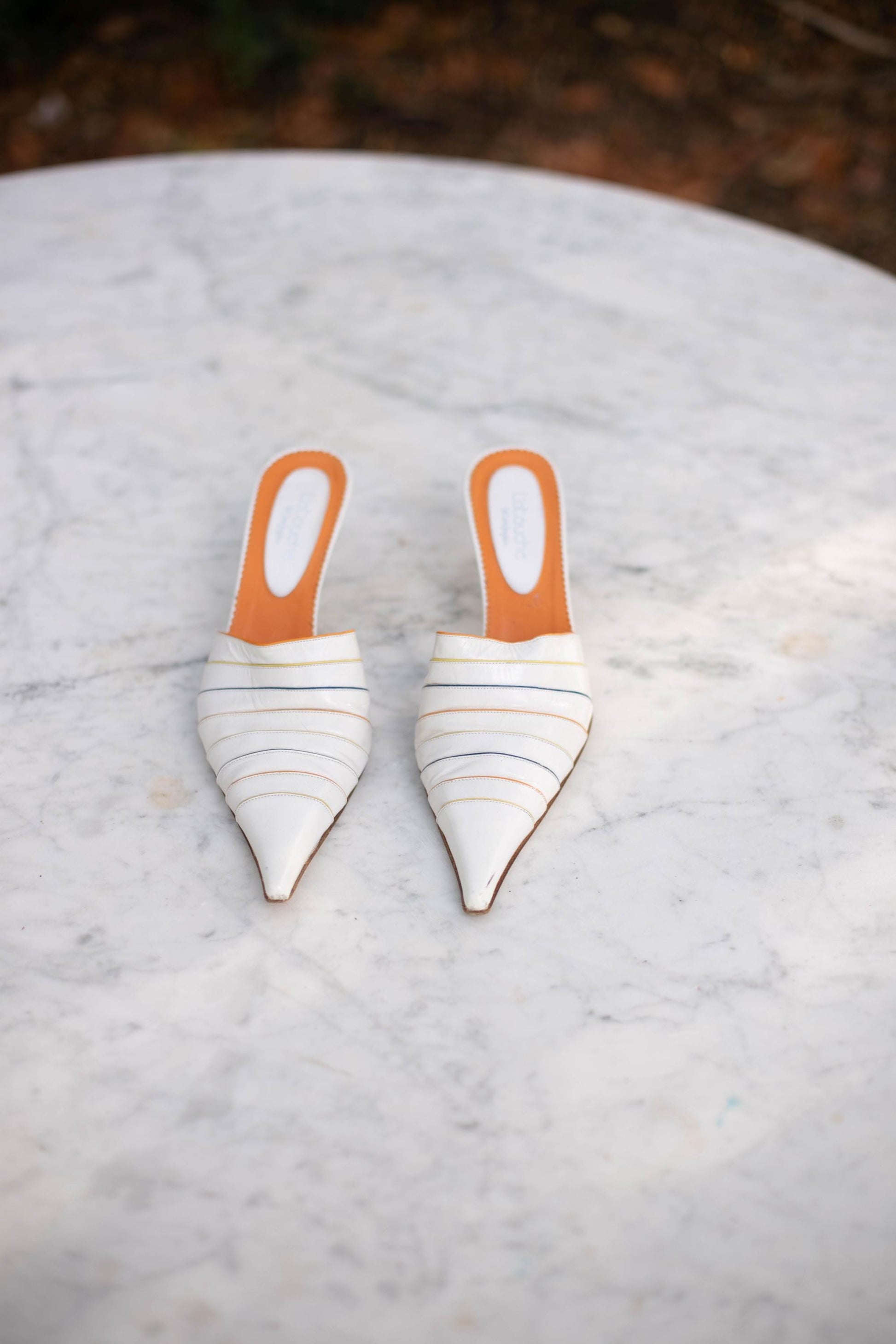 Vintage White Pointed Toe Mules by Latouche – Size EU 40